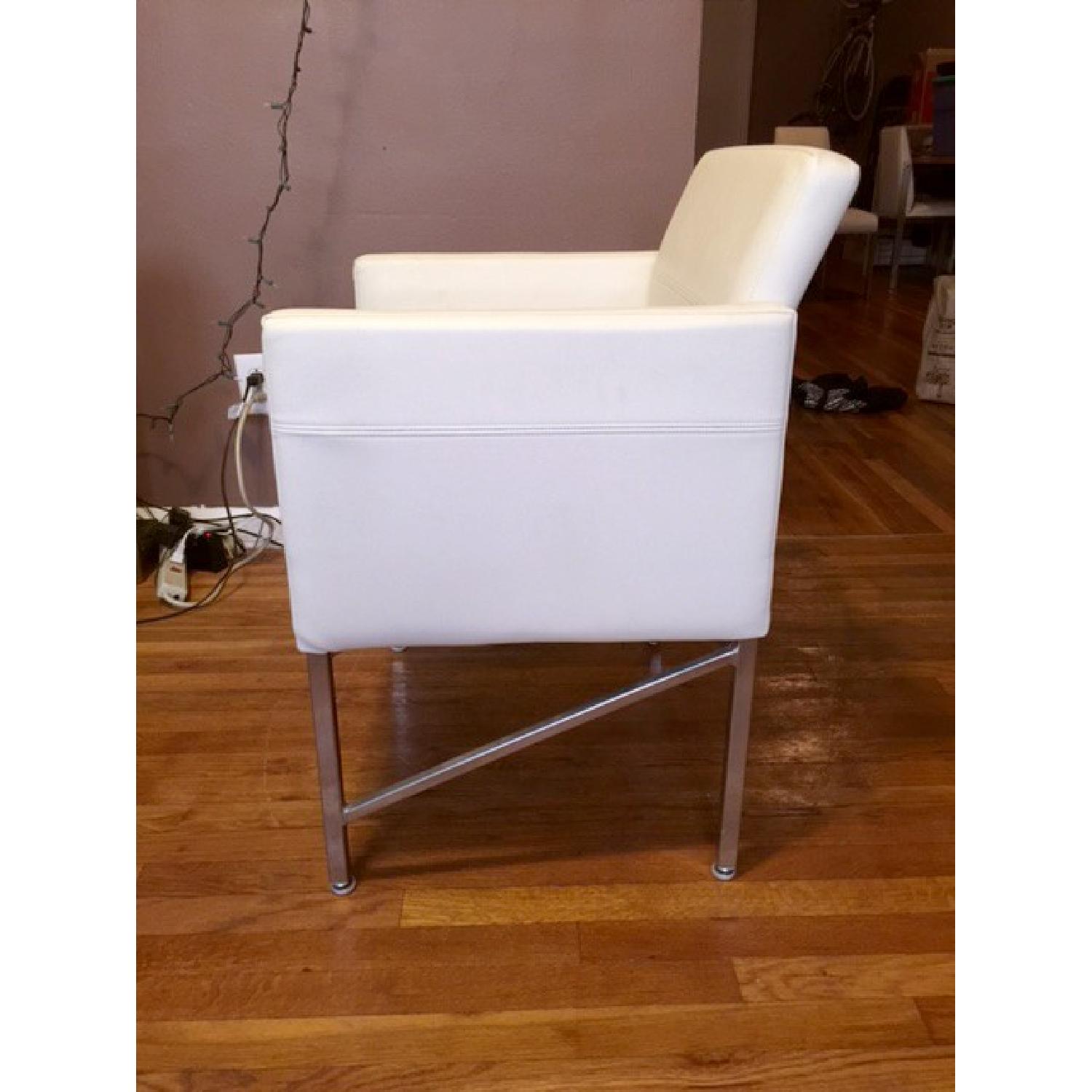 White Faux Leather Chairs w/ Metal Frame - image-6