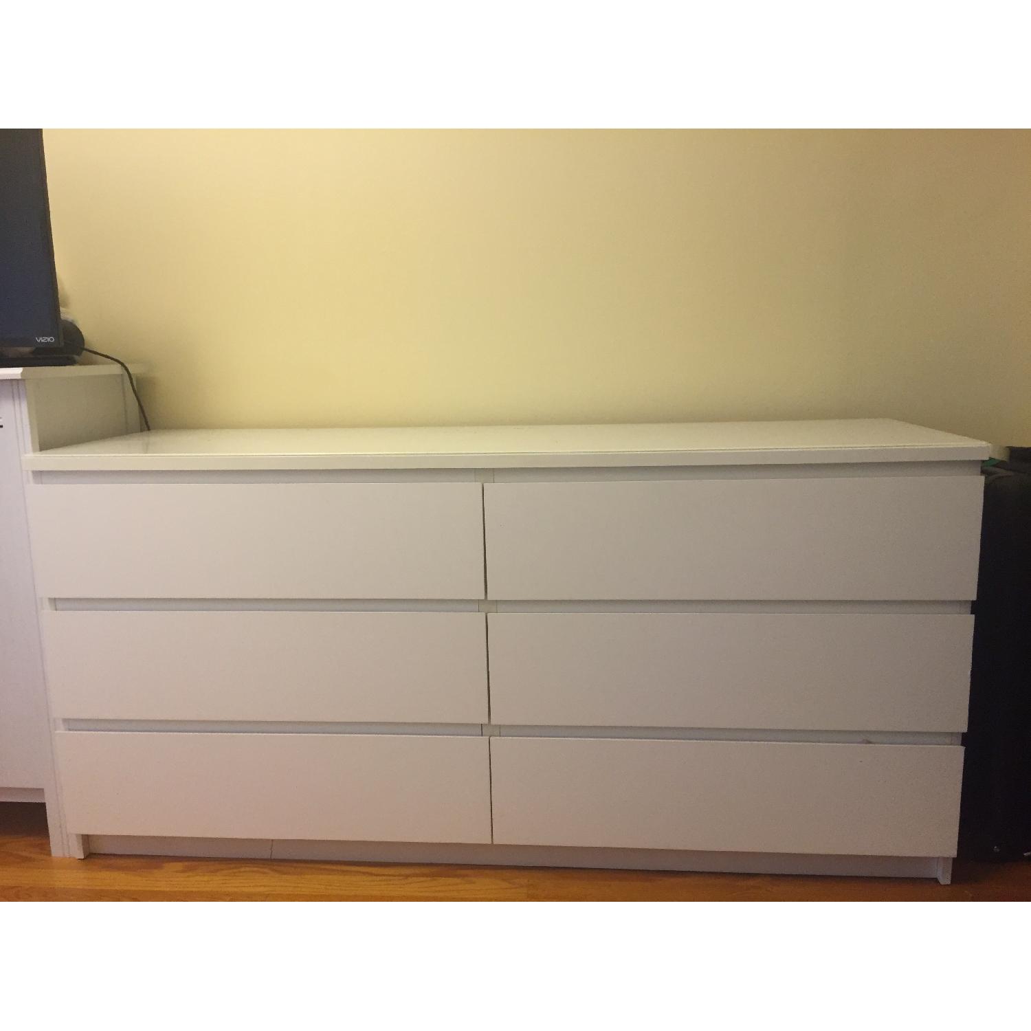 White Wood Drawer w/ Glass Top - image-1