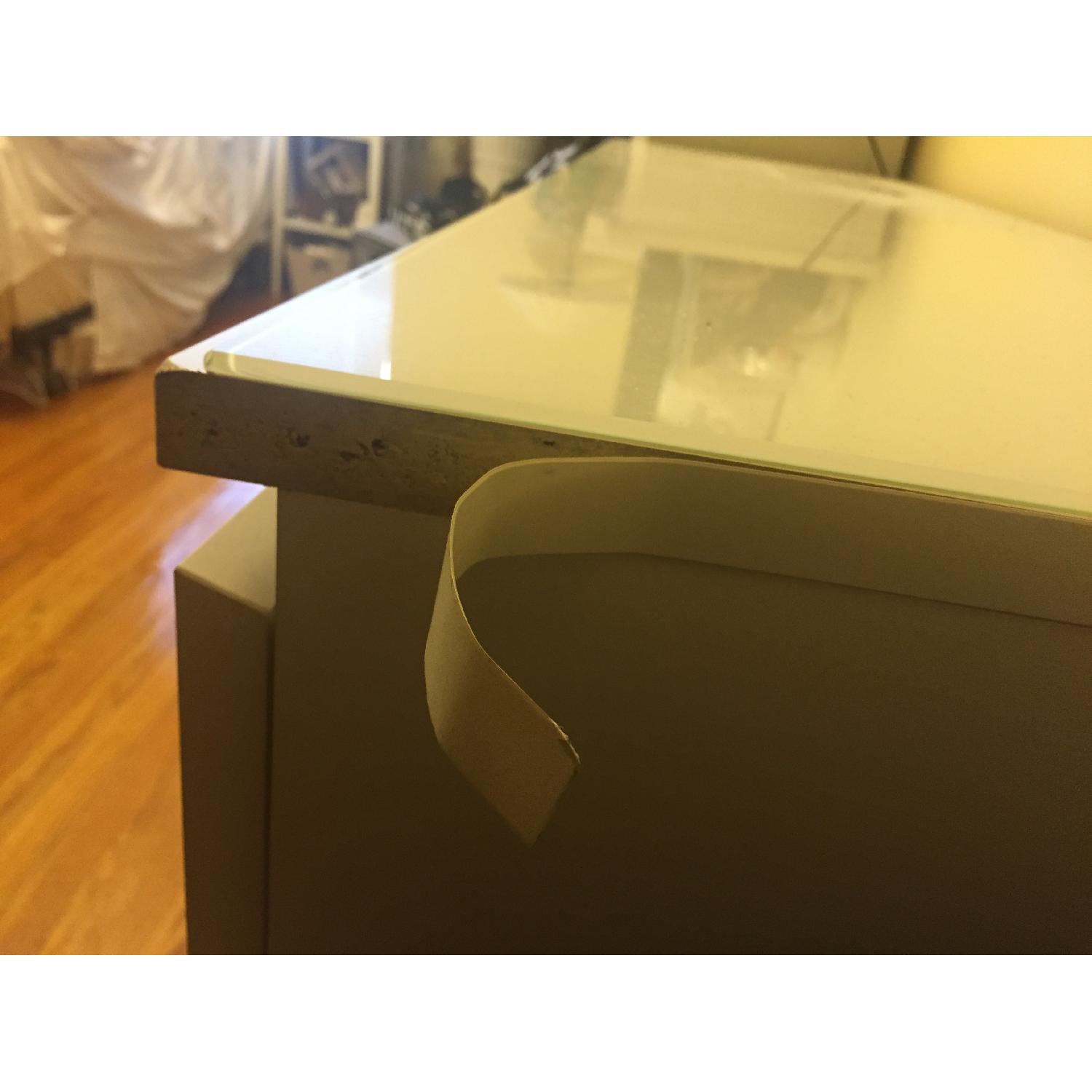 White Wood Drawer w/ Glass Top - image-6