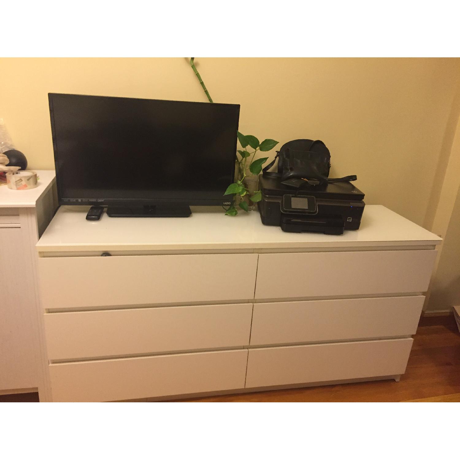 White Wood Drawer w/ Glass Top - image-7