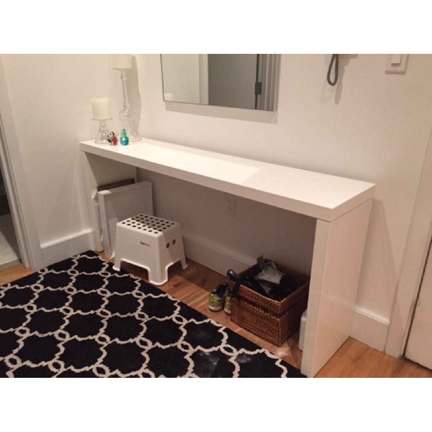 CB2 White Lacquer Parsons Console Table - image-1