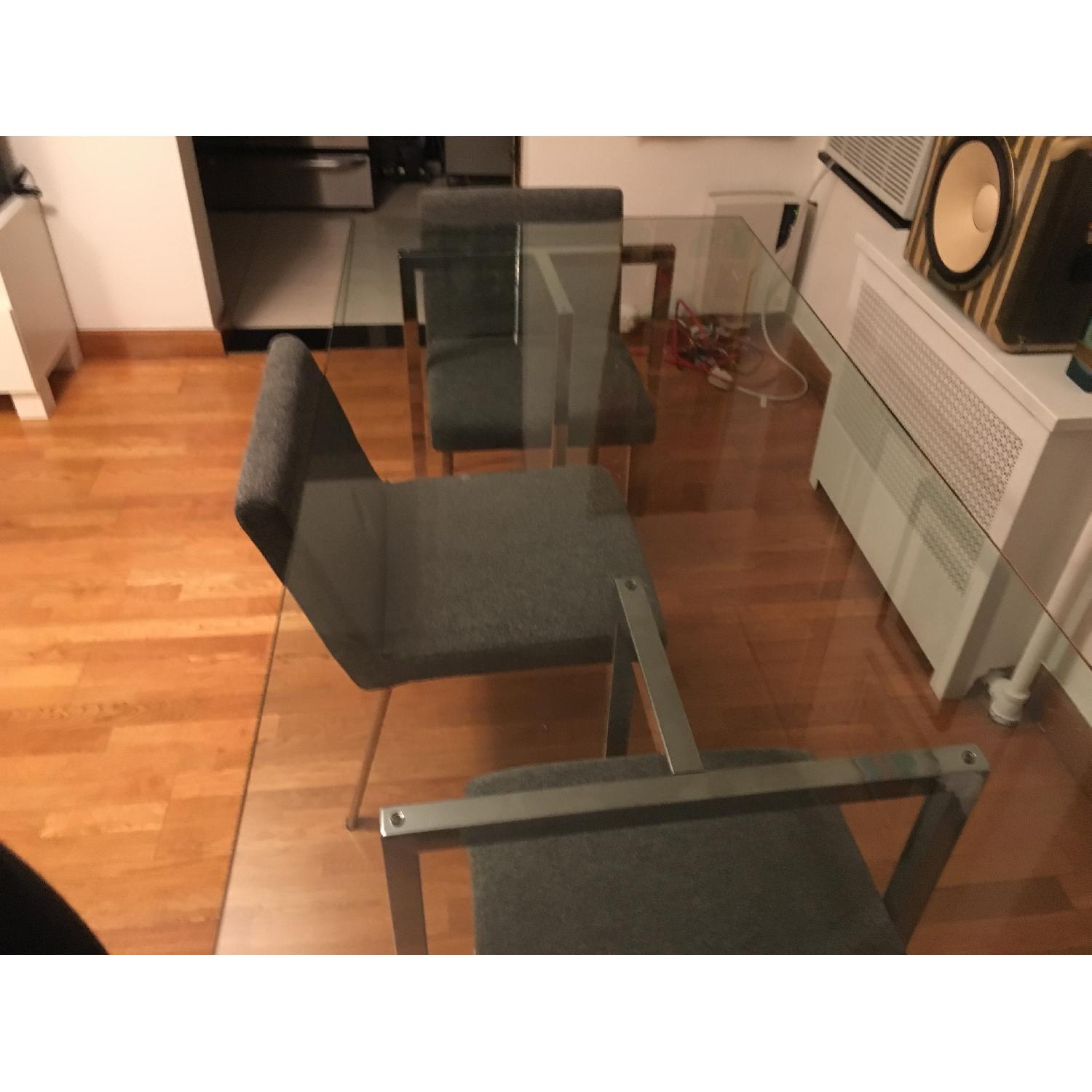 CB2 Glass Dining Table w/ 3 Chairs - image-2
