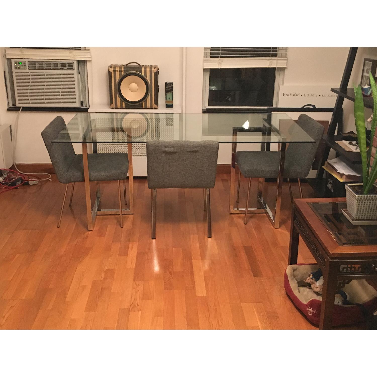 CB2 Glass Dining Table w/ 3 Chairs - image-4