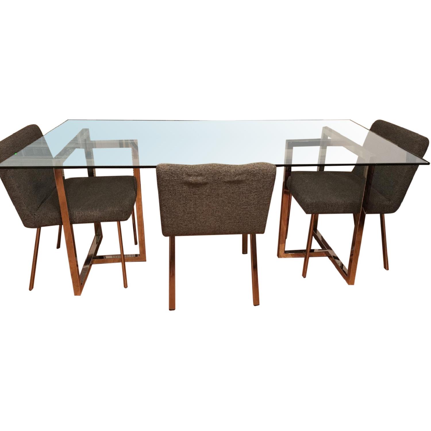 CB2 Glass Dining Table w/ 3 Chairs AptDeco