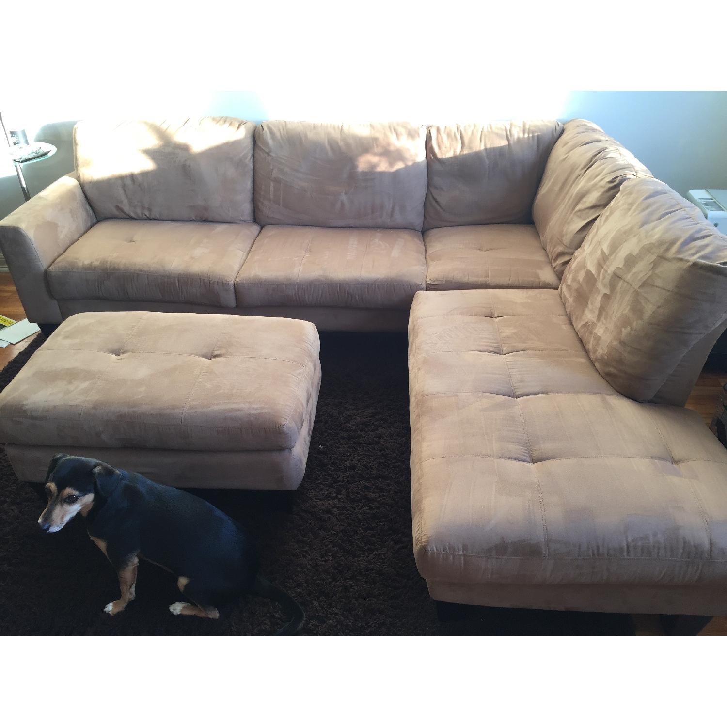 Jennifer Convertibles Microfiber Sectional Sofa & Ottoman - image-2