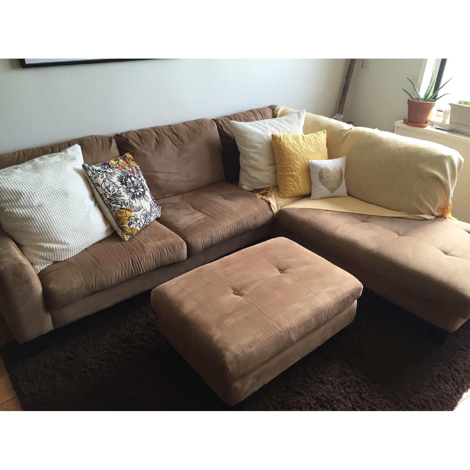Jennifer Convertibles Microfiber Sectional Sofa & Ottoman - image-4