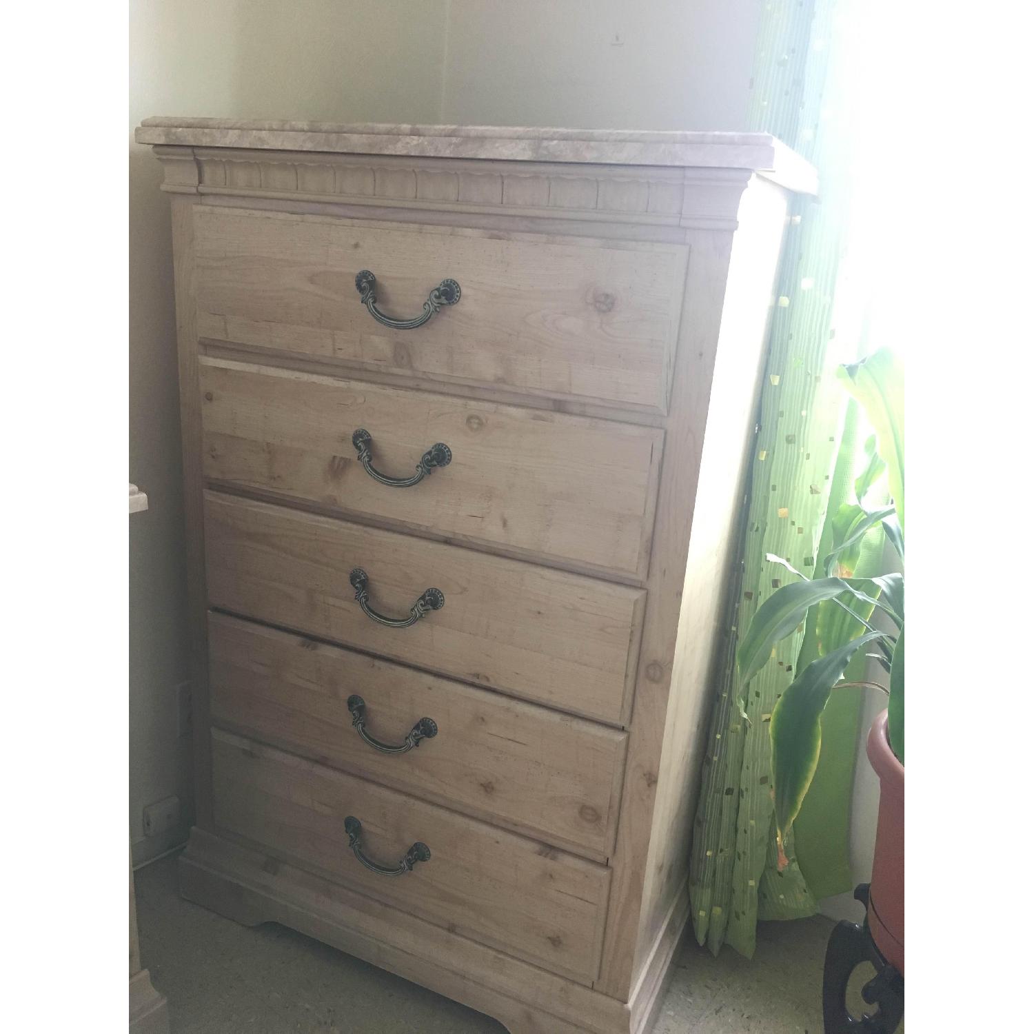 Standard Furniture 5 Drawer Dresser w/ Faux Marble Top - image-1