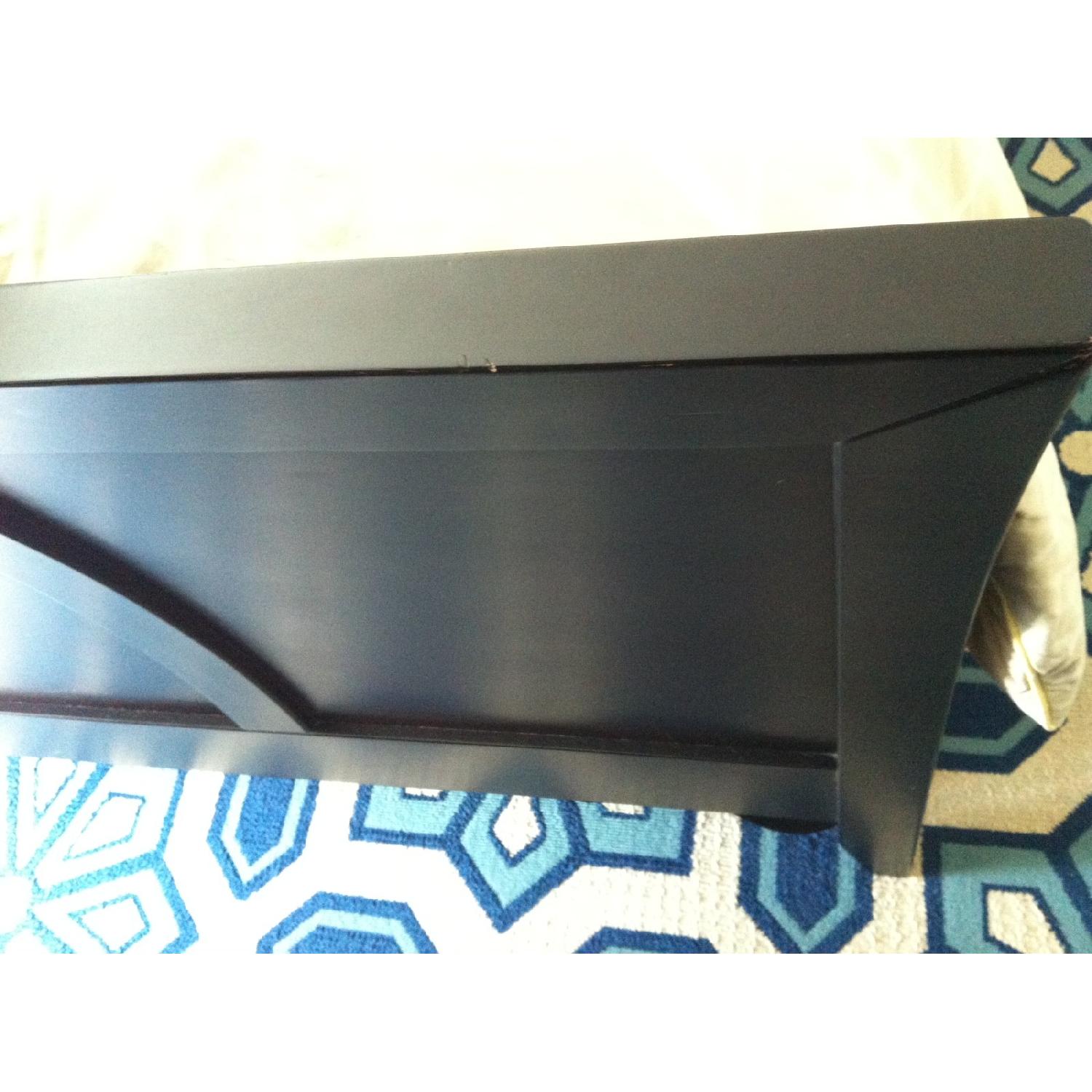 Rooms To Go Dark Cherry Wood & Leather Sleigh Bed - image-5