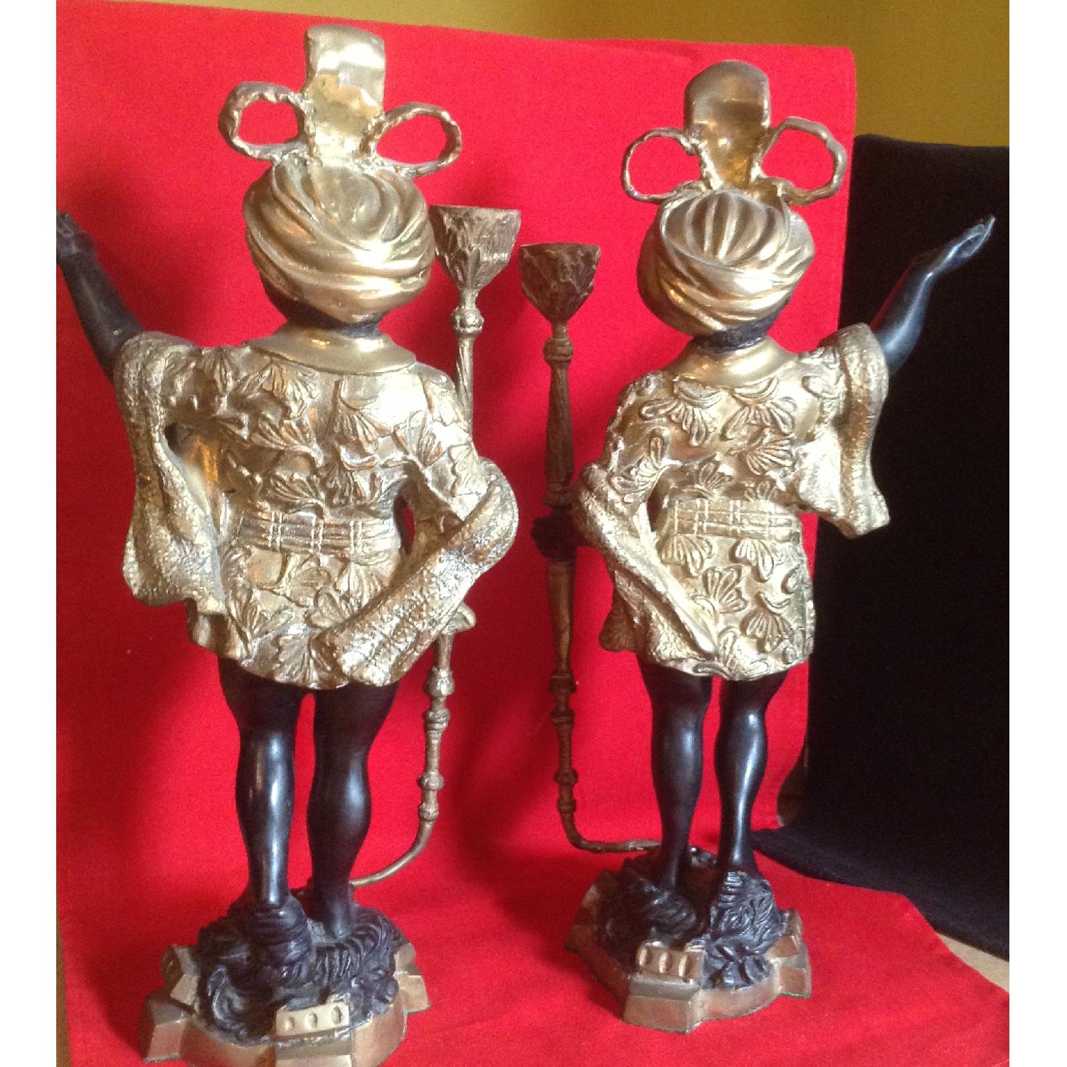 Venetian Style Vintage Blackamoor Cast Bronze Candle Holders - image-2