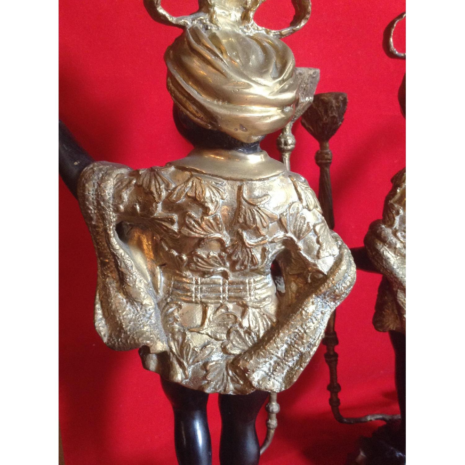 Venetian Style Vintage Blackamoor Cast Bronze Candle Holders - image-3