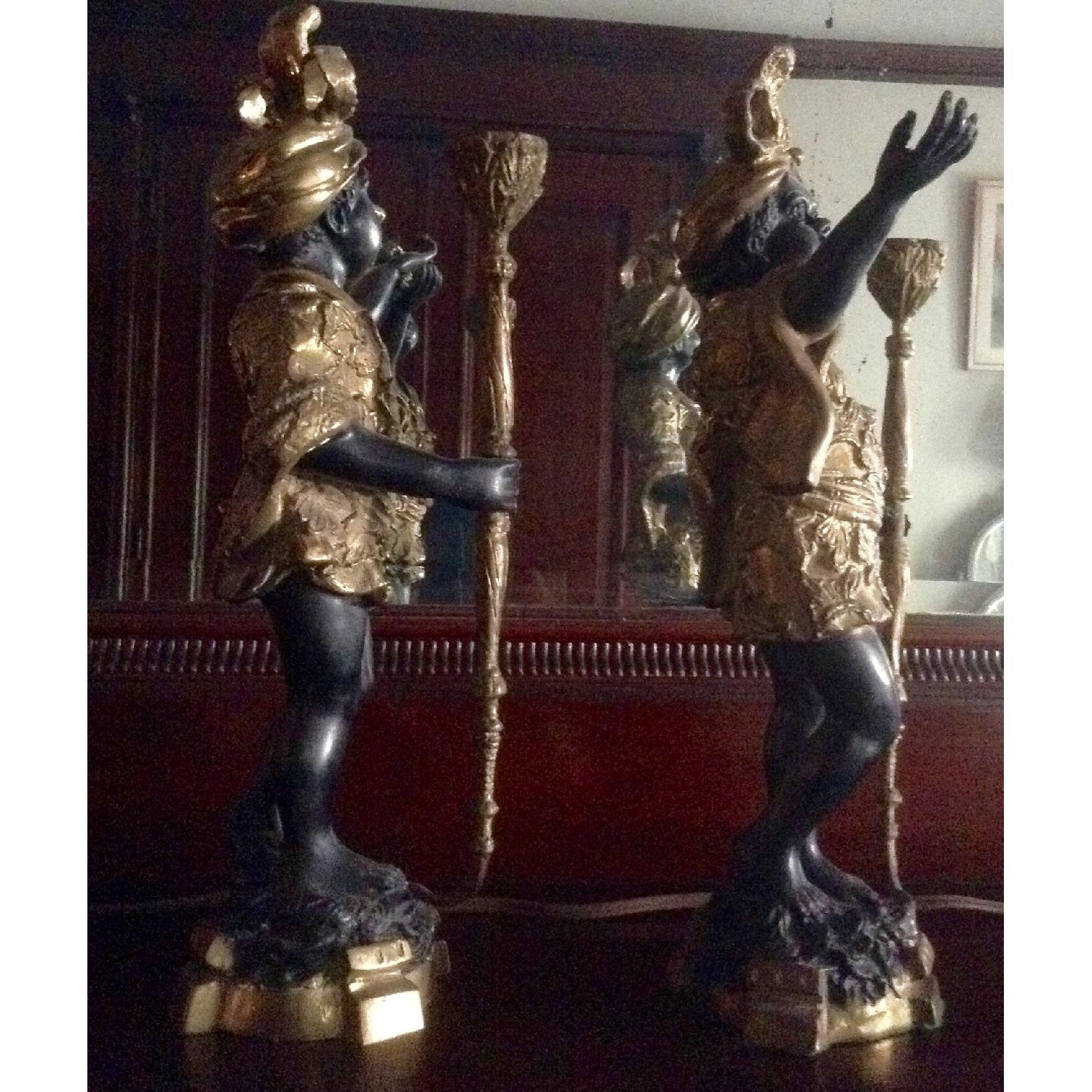Venetian Style Vintage Blackamoor Cast Bronze Candle Holders - image-5