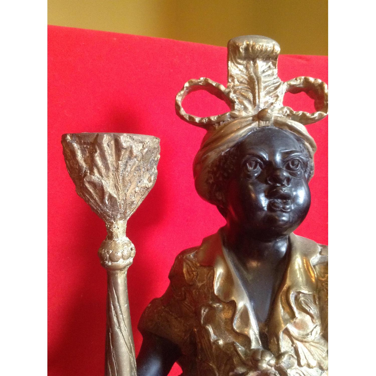 Venetian Style Vintage Blackamoor Cast Bronze Candle Holders - image-6