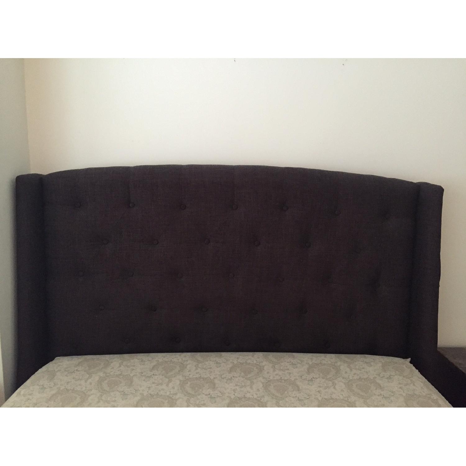 Dark Brown Upholstered Queen Size Bed w/ Button Tufting on Headboard - image-3