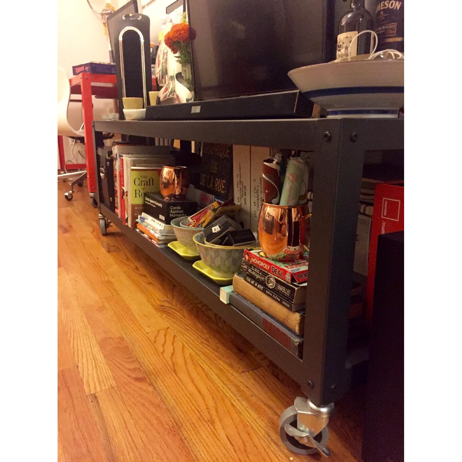 CB2 GoCart Carbon Rolling TV Stand/Coffee Table AptDeco