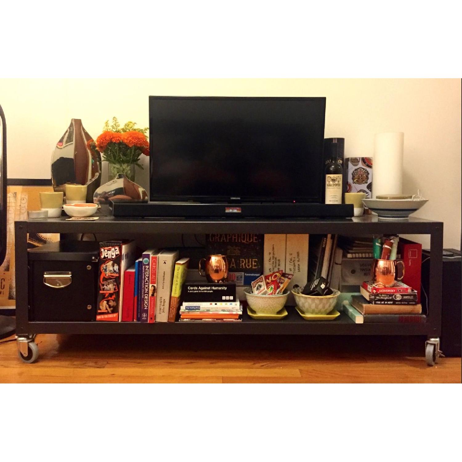 CB2 Go-Cart Carbon Rolling TV Stand/Coffee Table - image-8