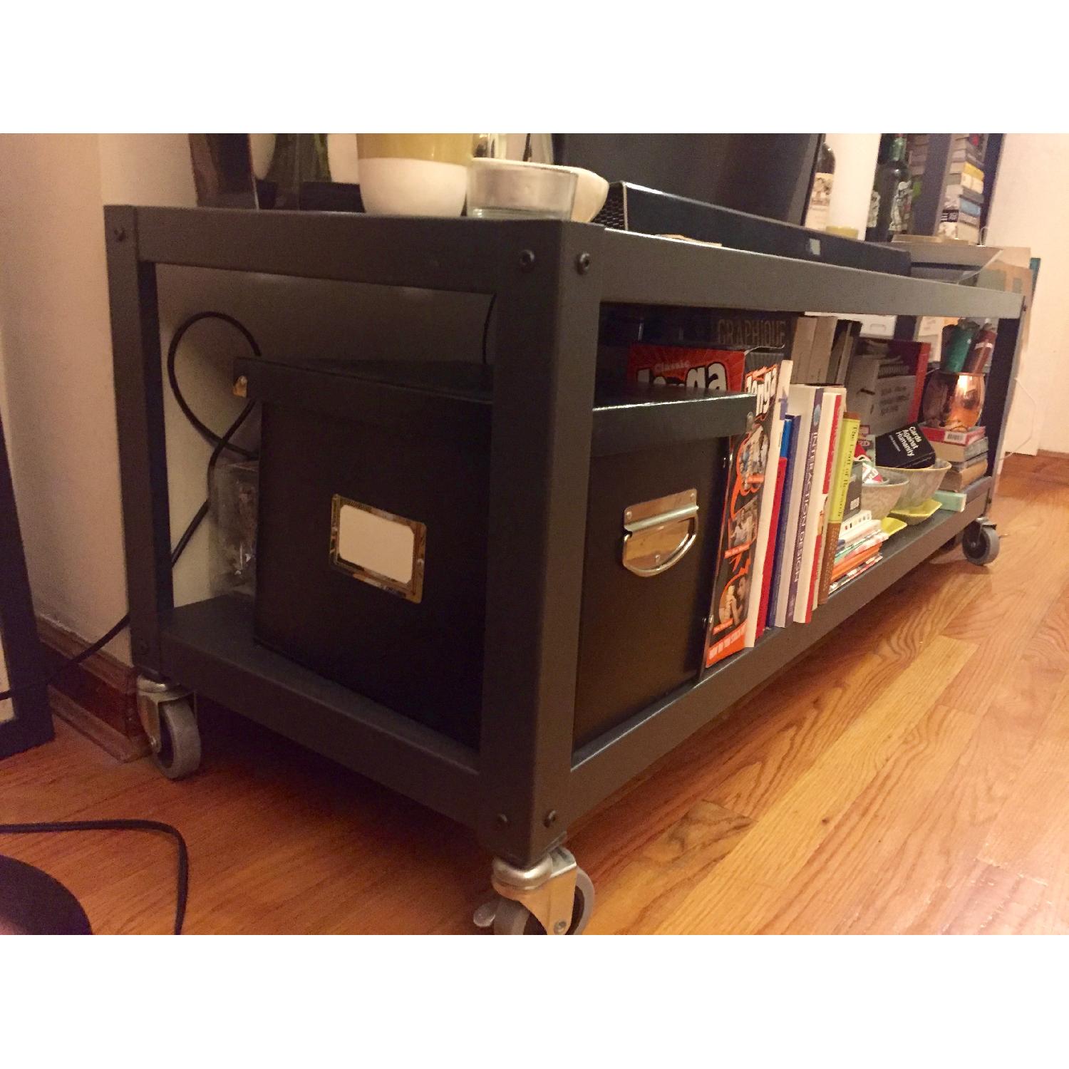 CB2 Go-Cart Carbon Rolling TV Stand/Coffee Table - image-9