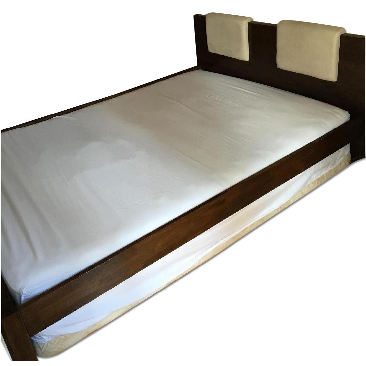 Queen Size Dark Wood Bed Frame - image-0