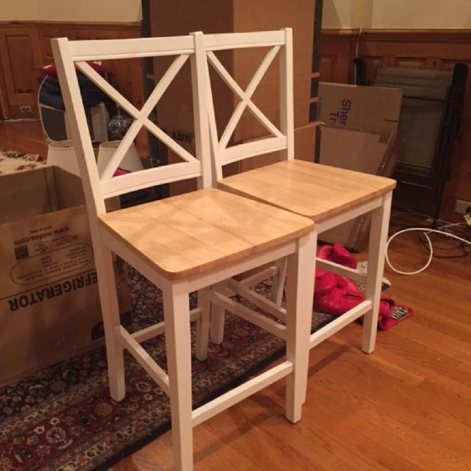 White Wooden Counter Stools - image-1
