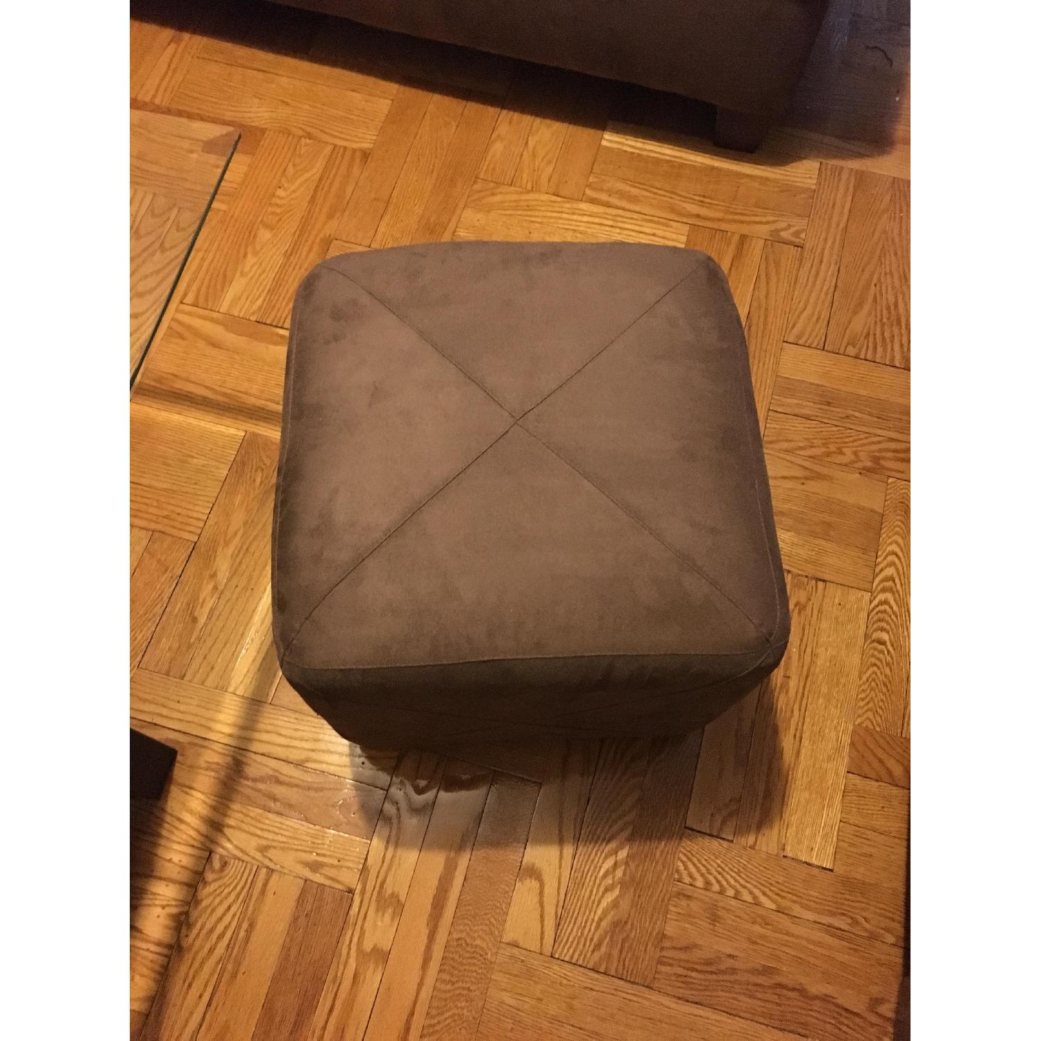 Glass Coffee Table w/ 4 Rollable Cube Stools - image-2