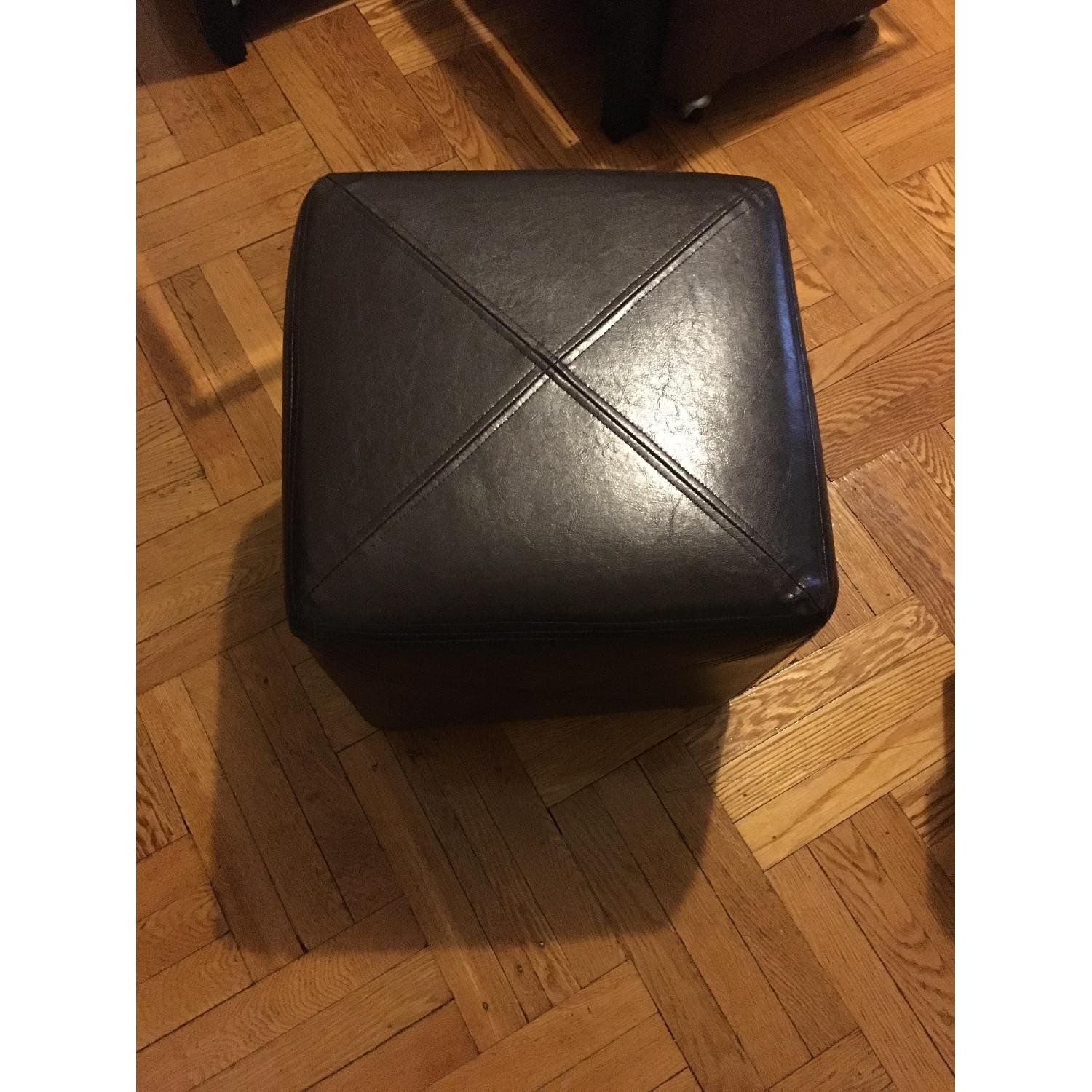 Glass Coffee Table w/ 4 Rollable Cube Stools - image-3