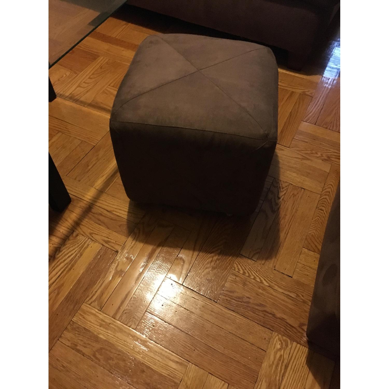 Glass Coffee Table w/ 4 Rollable Cube Stools - image-4