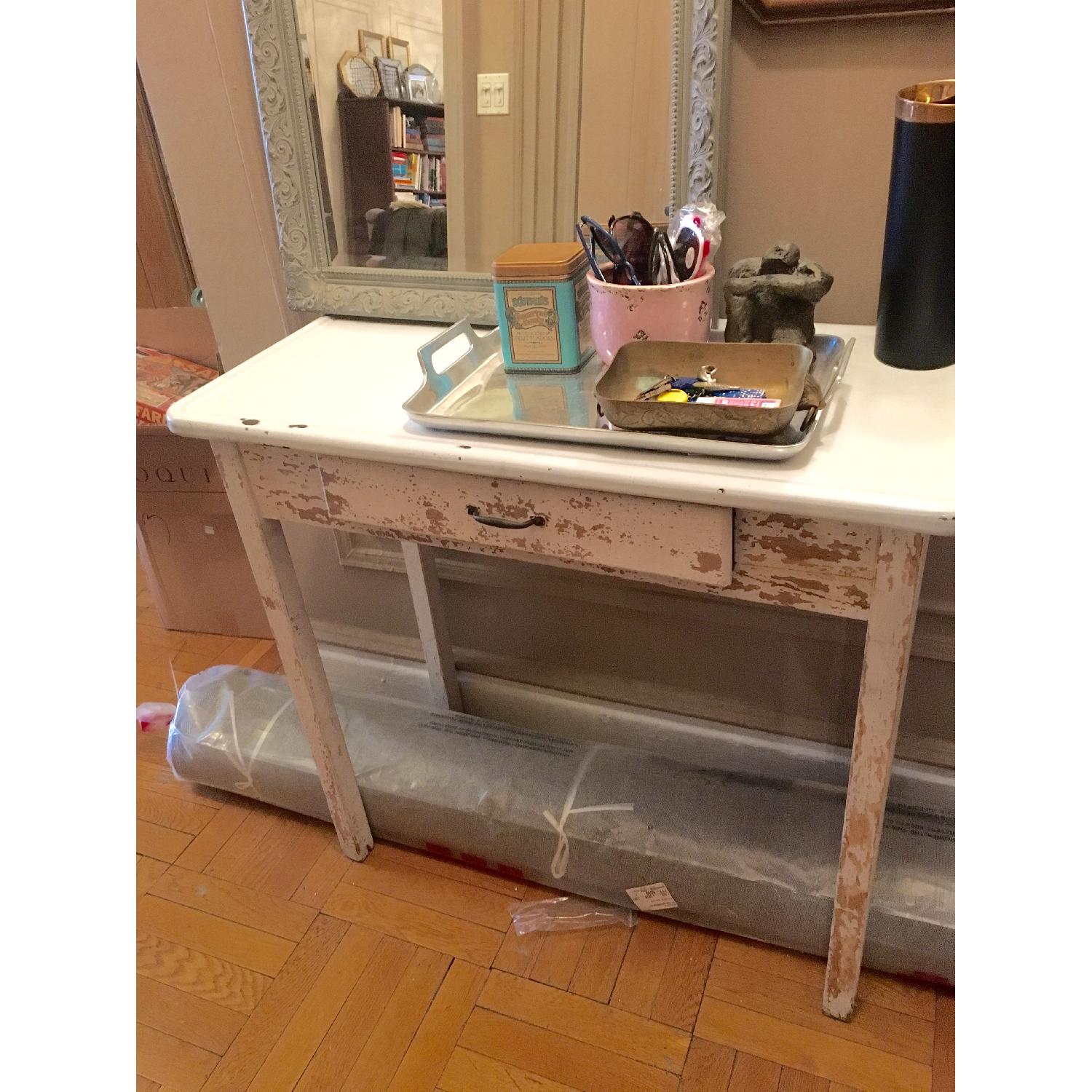 Antique Porcelain Enamel Top Table - image-2