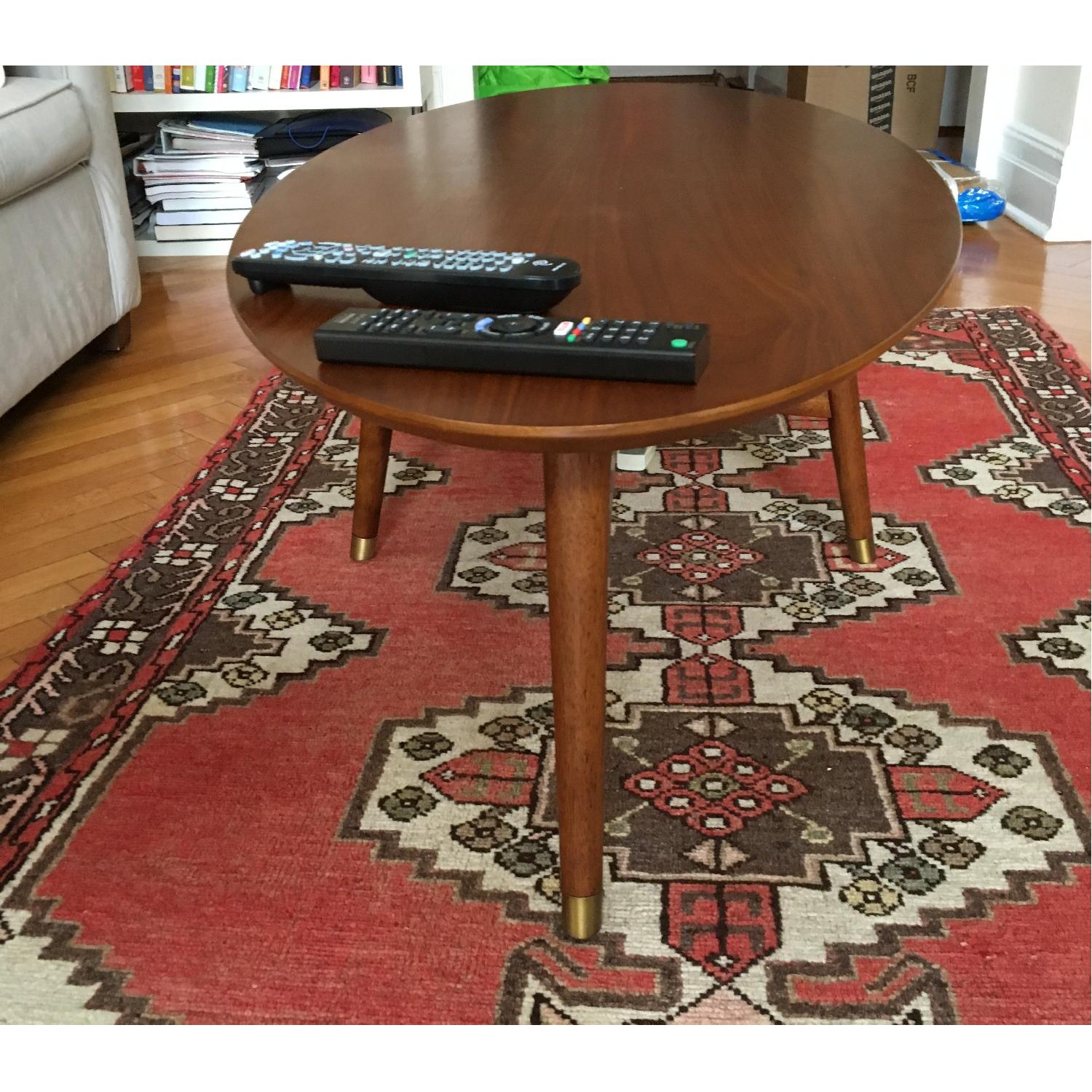 West Elm Reeve Mid-Century Oval Coffee Table- Pecan - AptDeco
