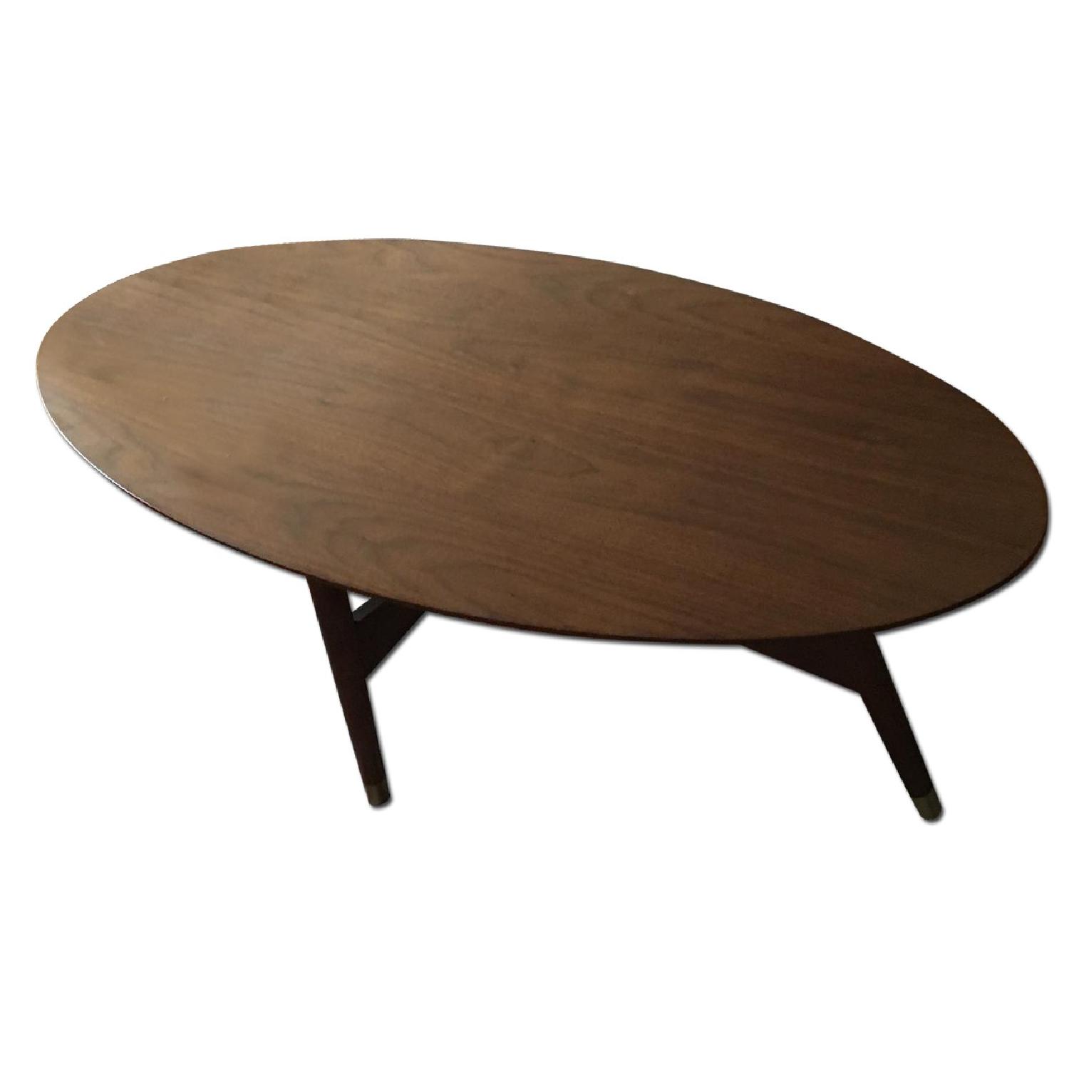 West Elm Reeve Mid-Century Oval Coffee Table- Pecan - AptDeco