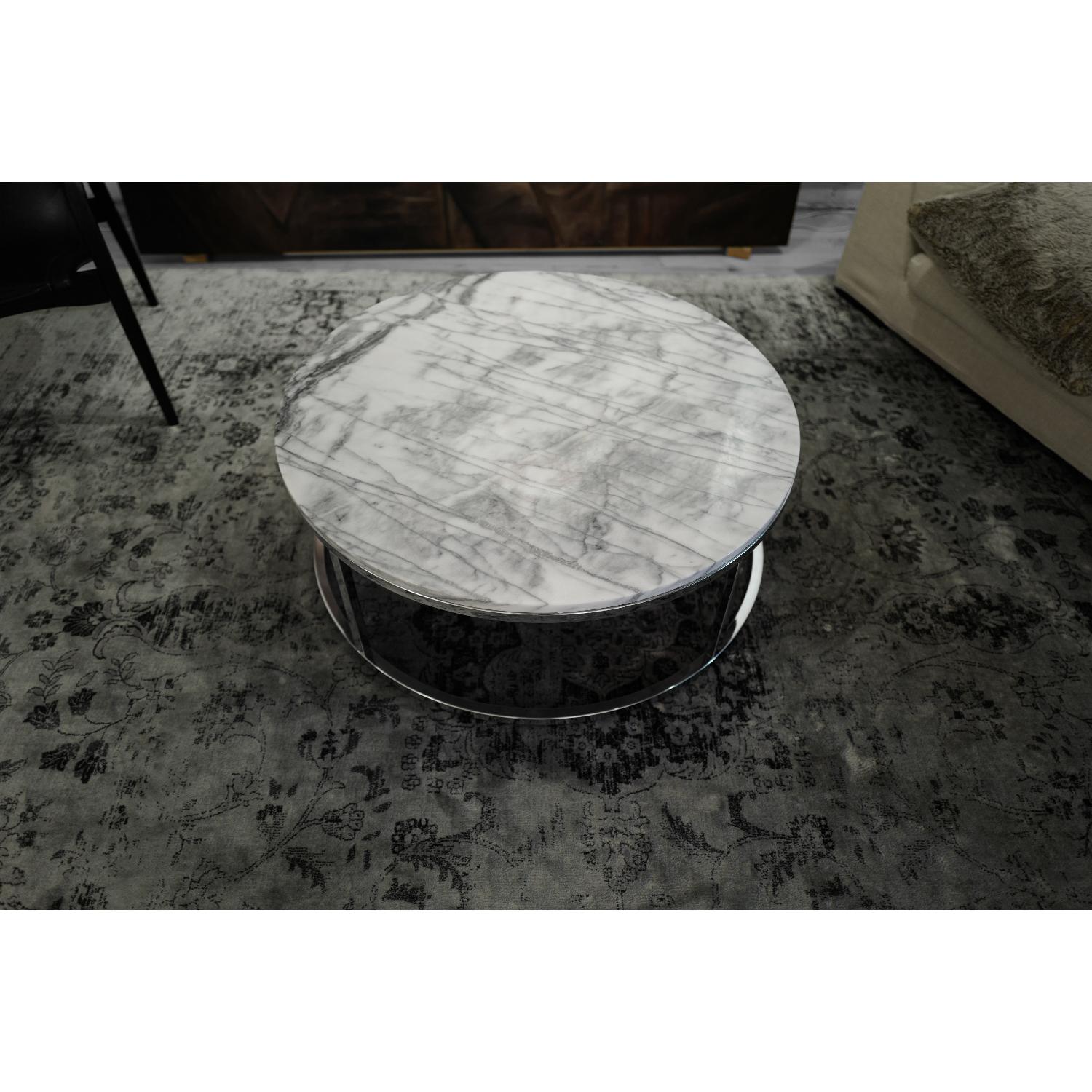 CB2 Marble Round Coffee Table AptDeco