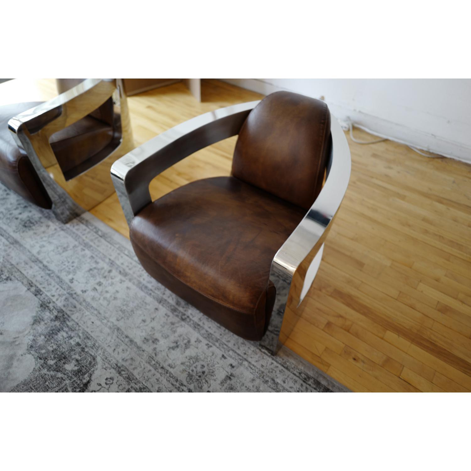 Restoration Hardware Atlantic Coupe Leather Chair - image-1