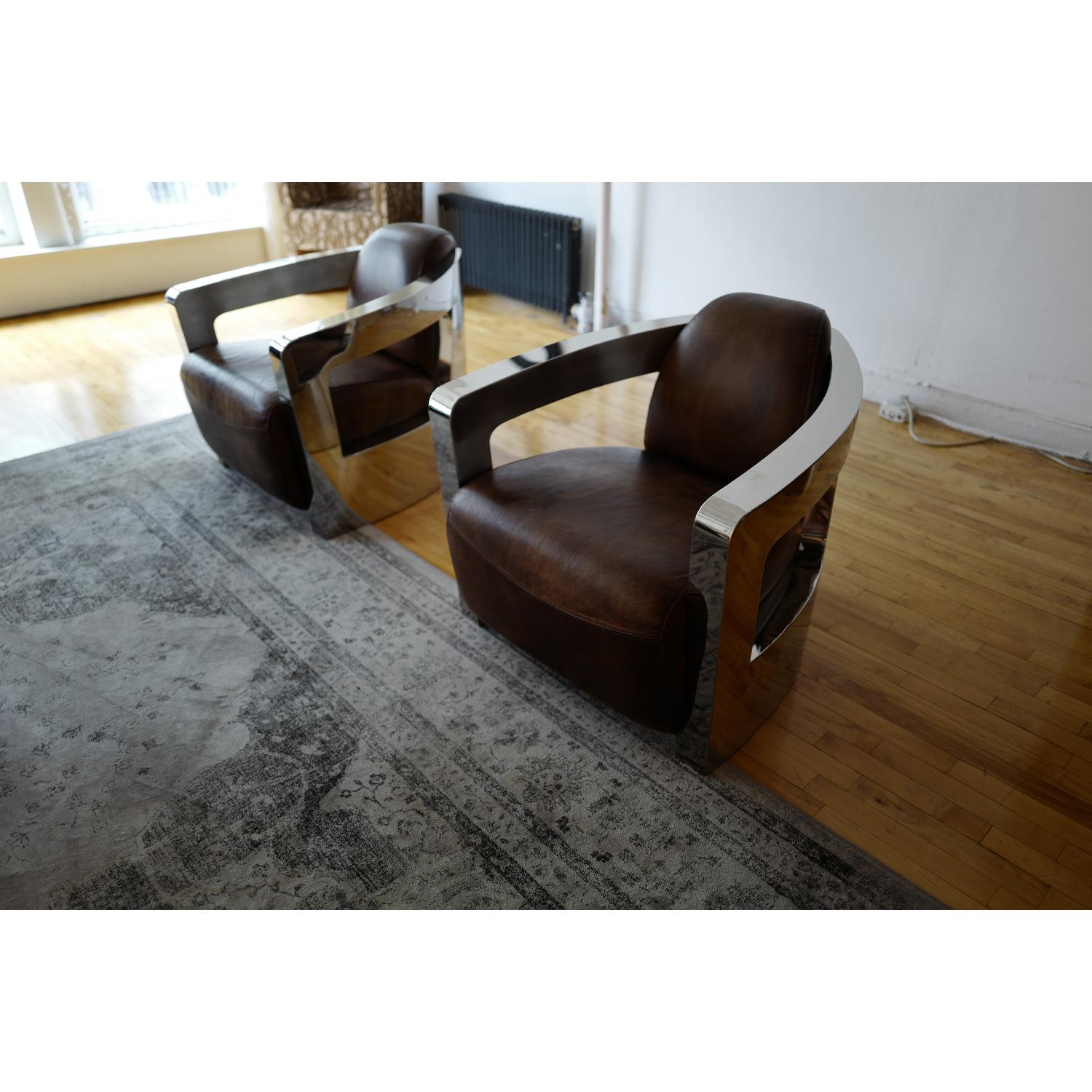 Restoration Hardware Atlantic Coupe Leather Chair - image-2