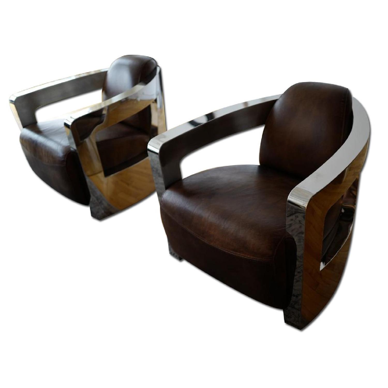 Restoration Hardware Atlantic Coupe Leather Chair - image-4