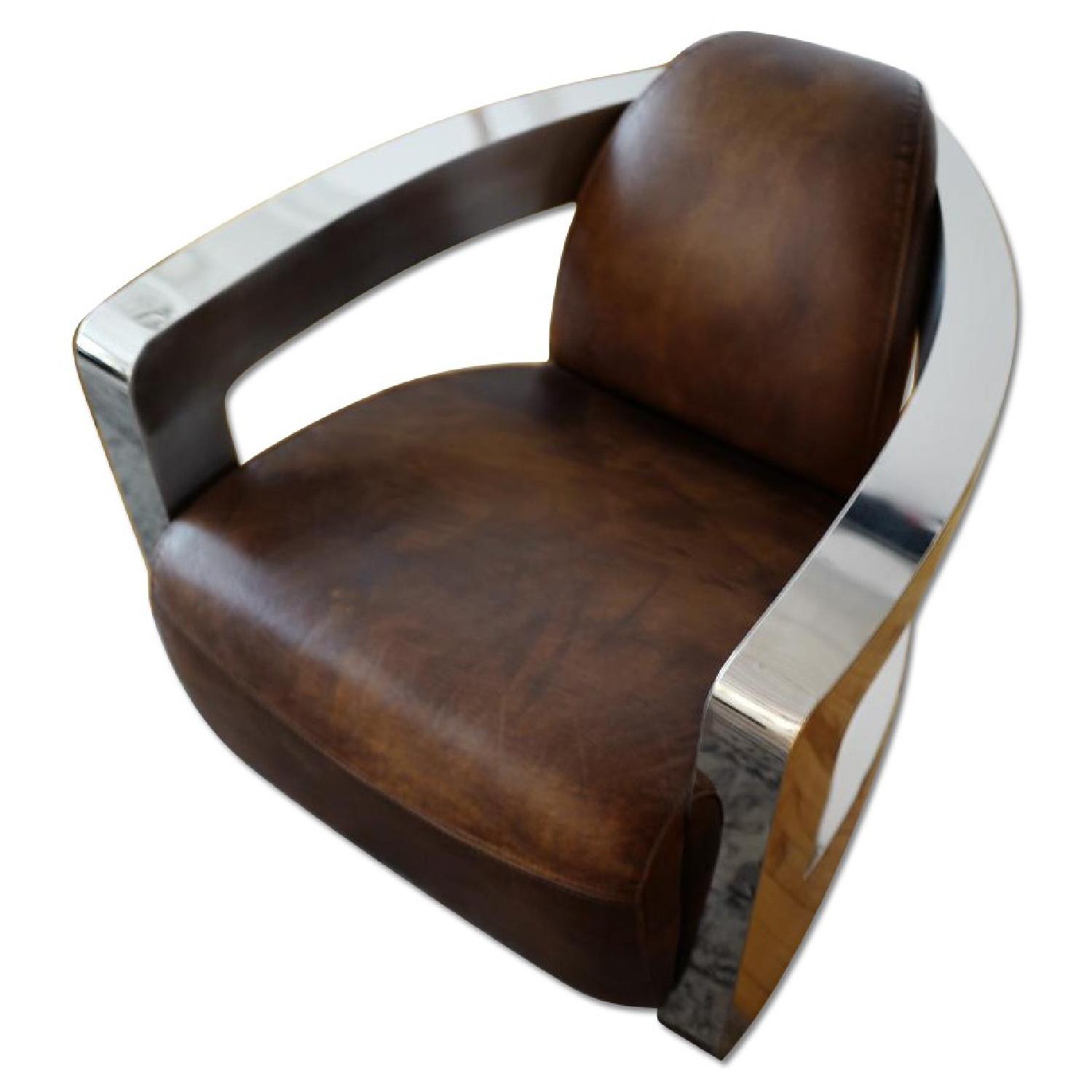Restoration Hardware Atlantic Coupe Leather Chair - image-0