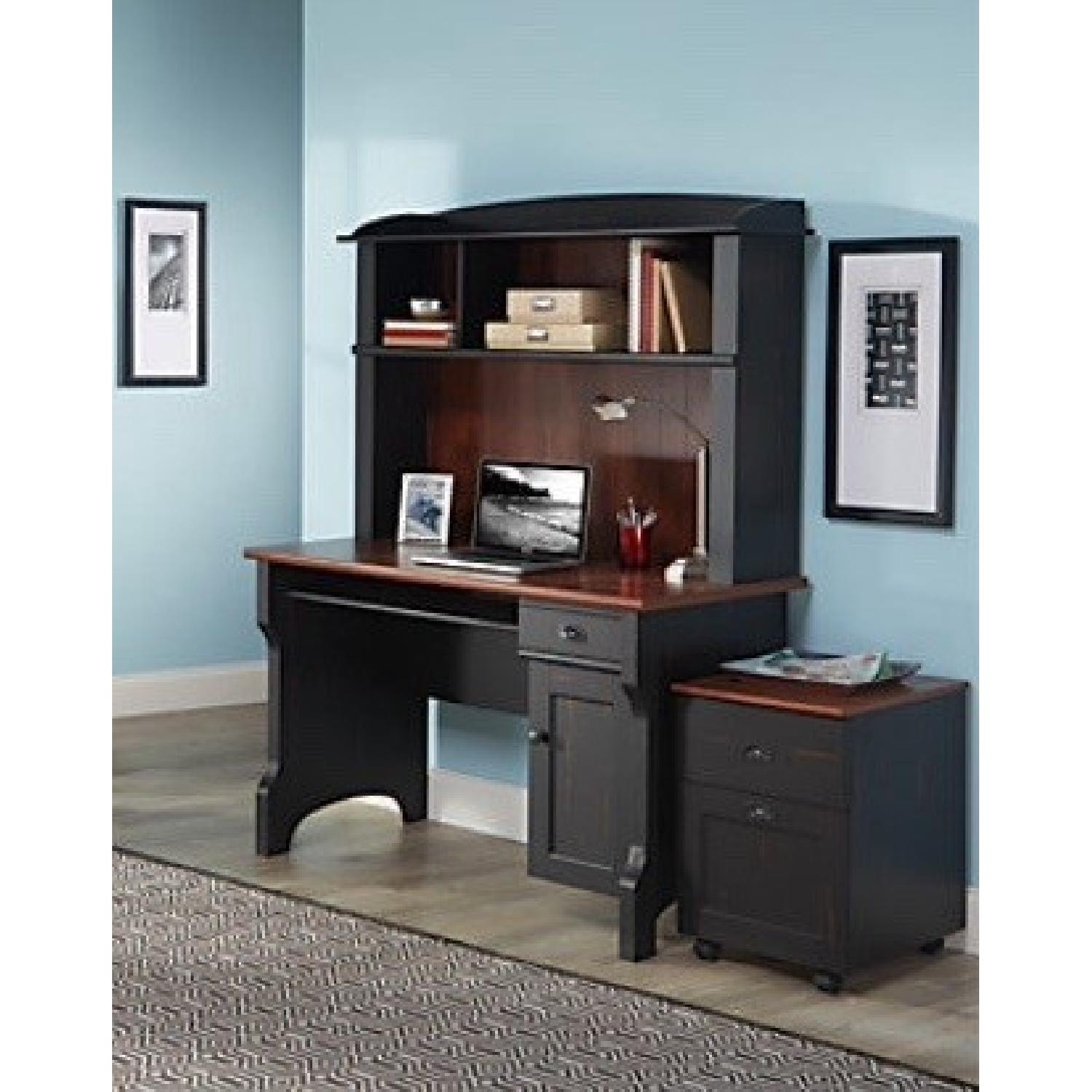 Office Depot RealSpace Desk w/ Hutch & Filing Cabinet - image-4