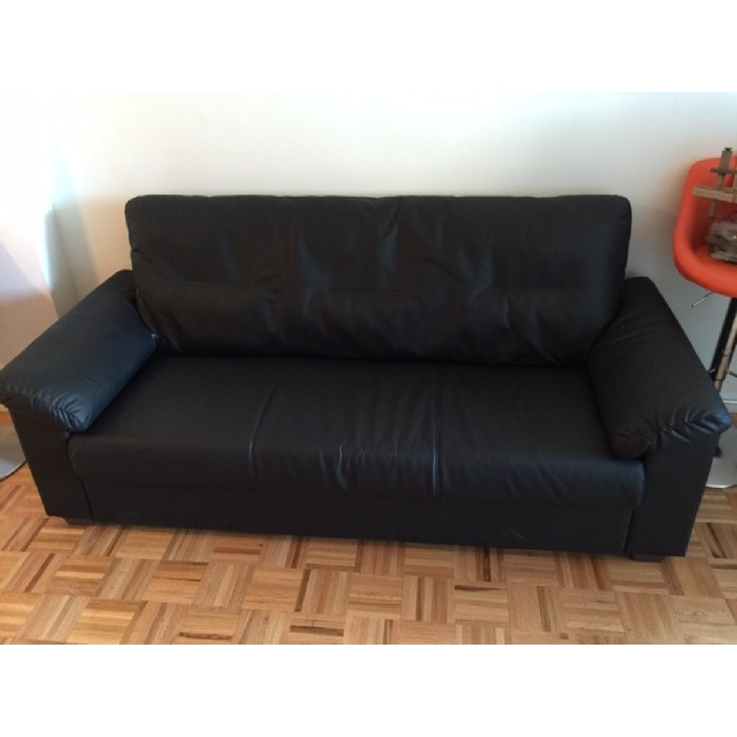 Ikea Knislinge Black Leather Sofa AptDeco