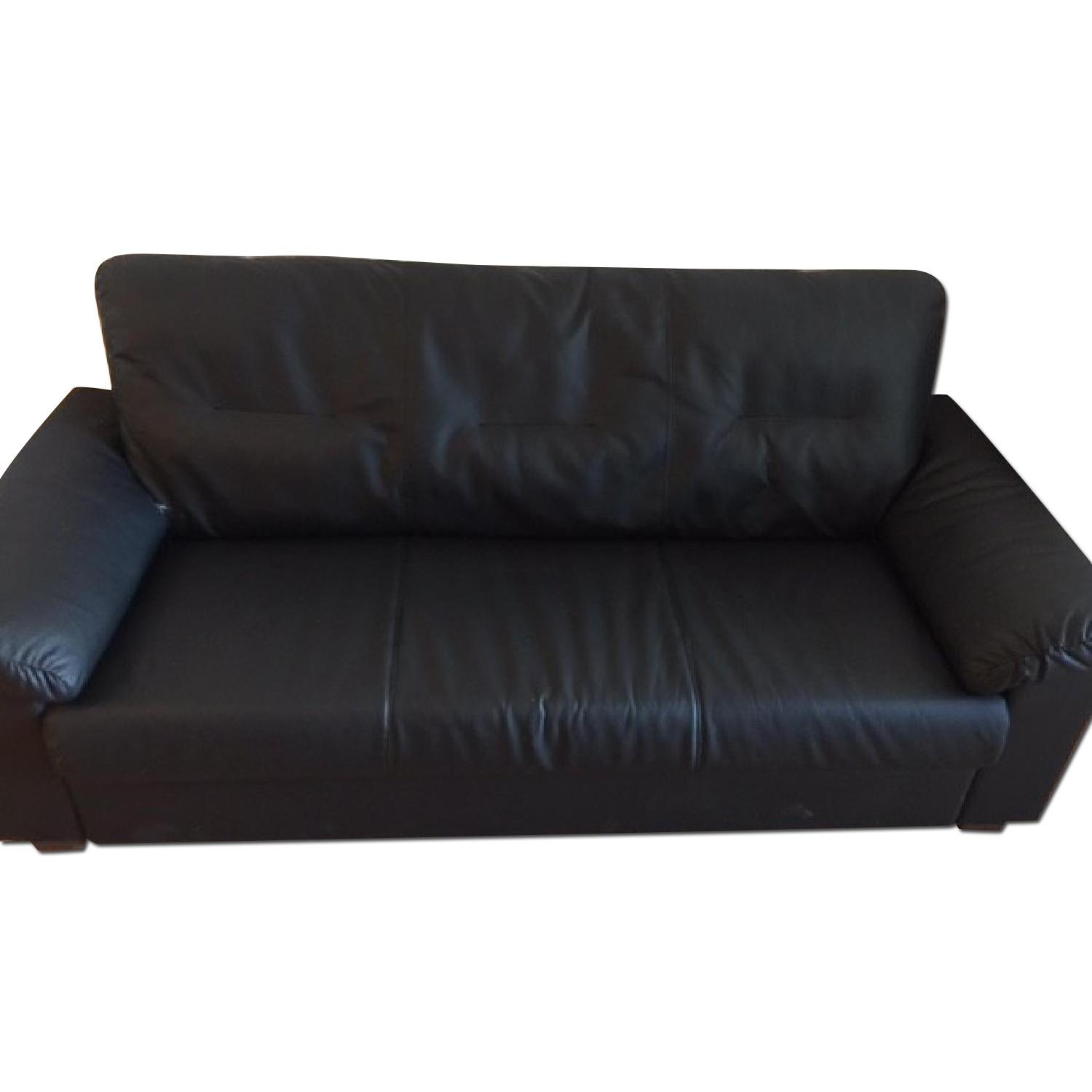 Ikea Knislinge Black Leather Sofa AptDeco