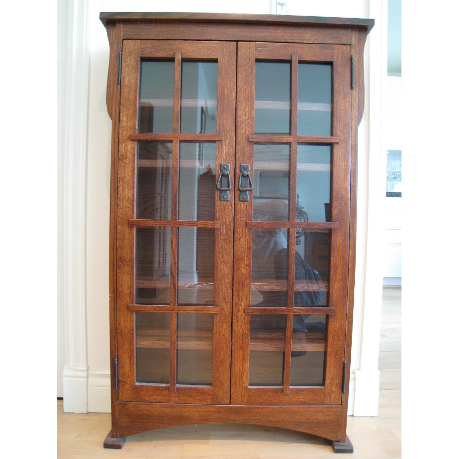 Solid Oak Mission CD Cabinet w/ Glass Doors - image-6