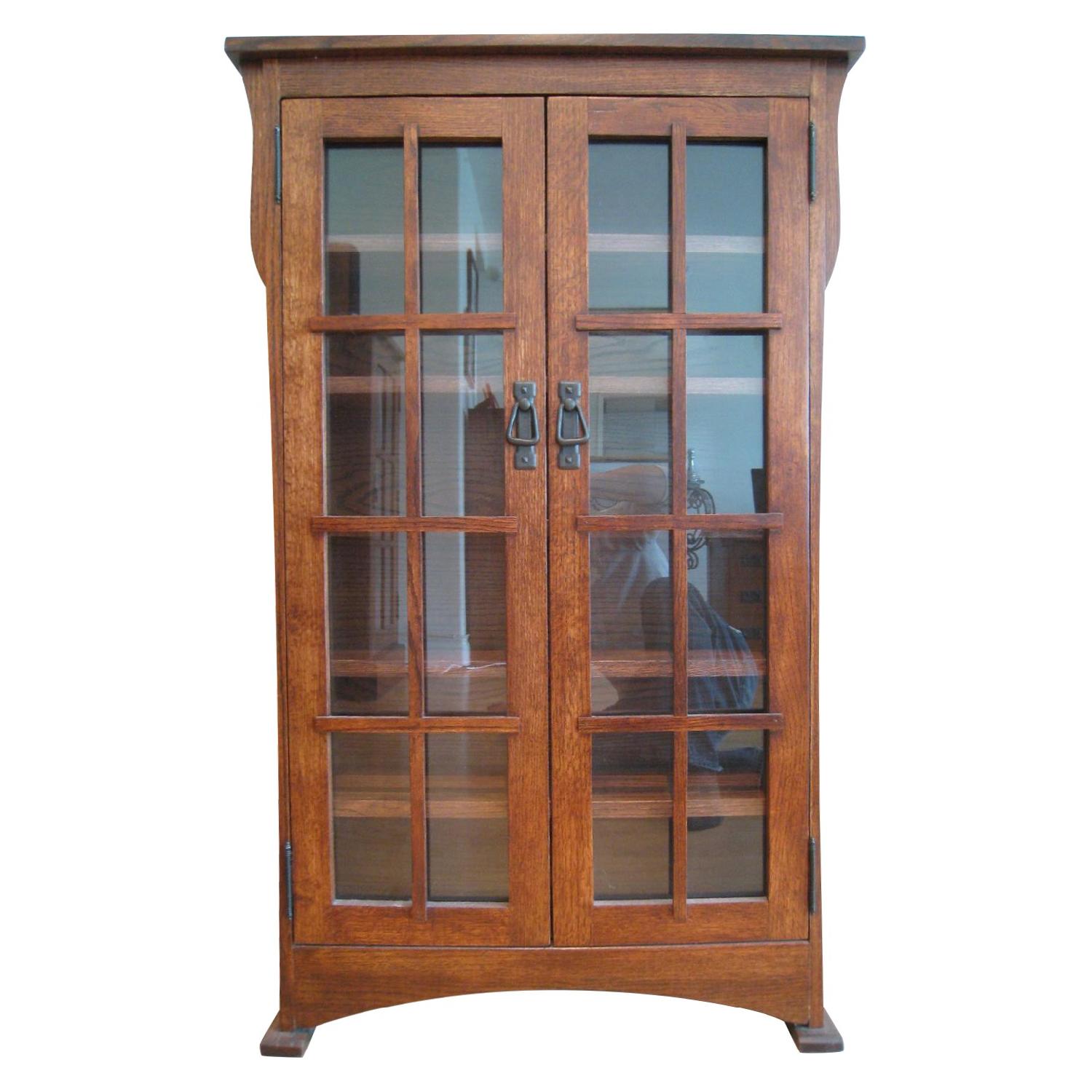 Solid Oak Mission CD Cabinet w/ Glass Doors - image-7