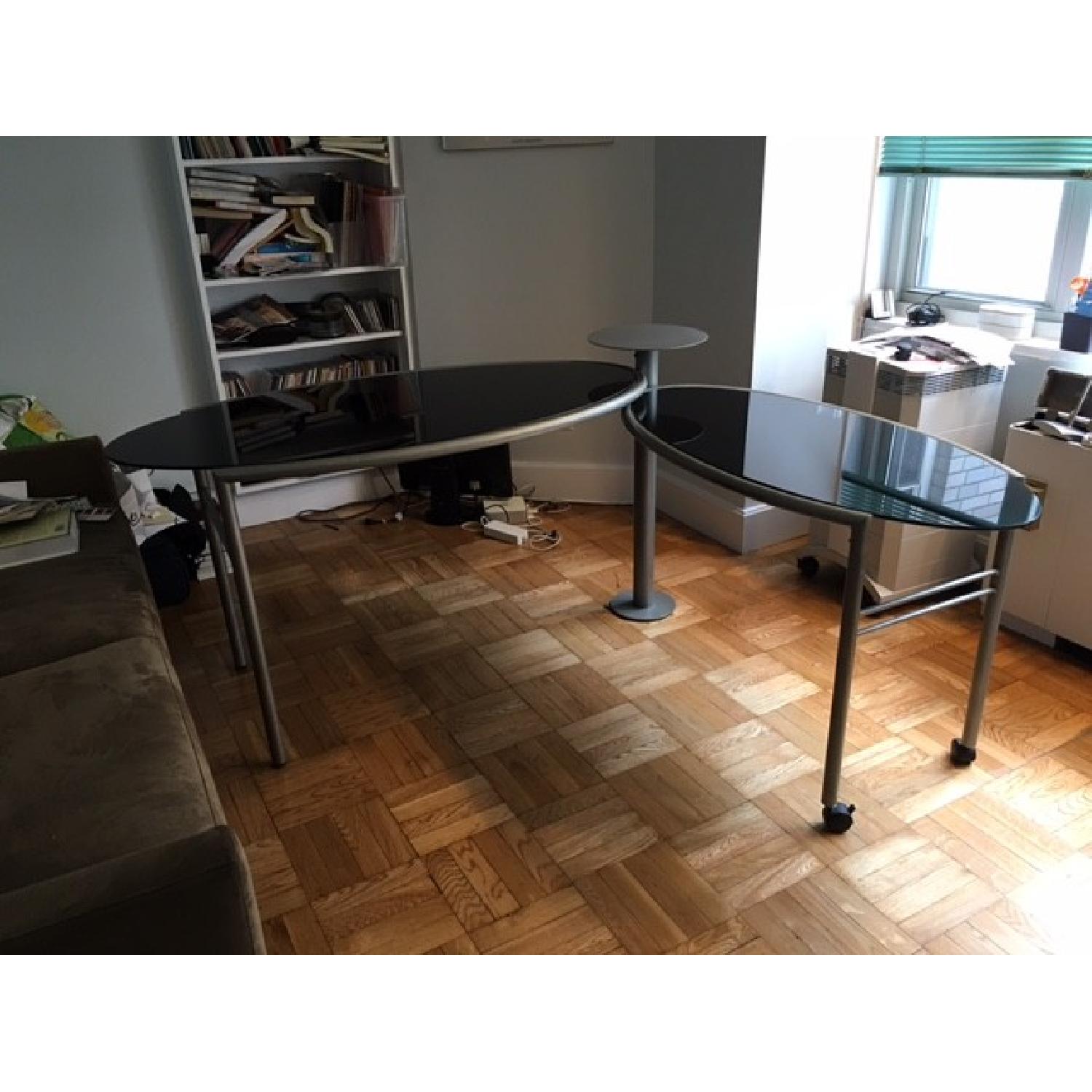 Elite Modern Glass Desk + File Cabinet - image-1