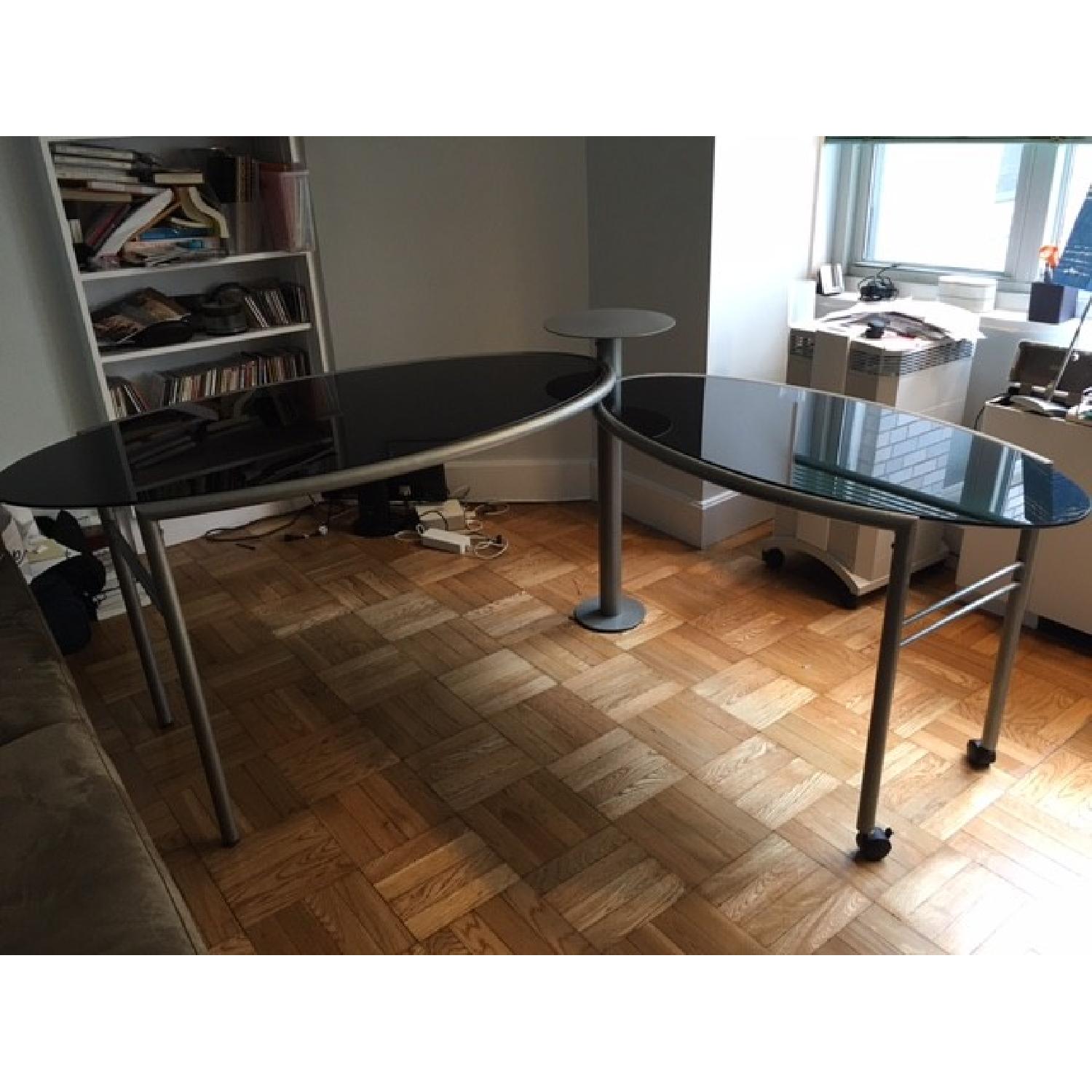 Elite Modern Glass Desk + File Cabinet - image-2