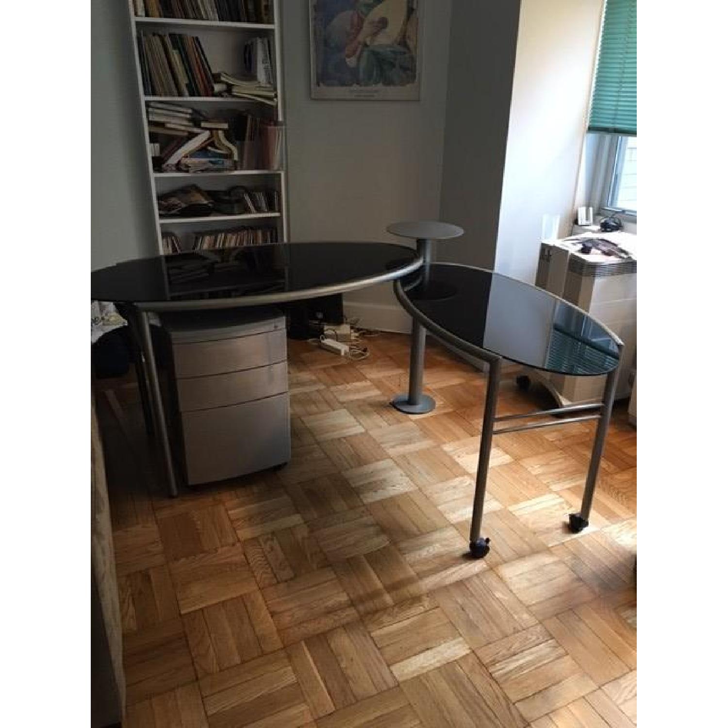 Elite Modern Glass Desk + File Cabinet - image-4