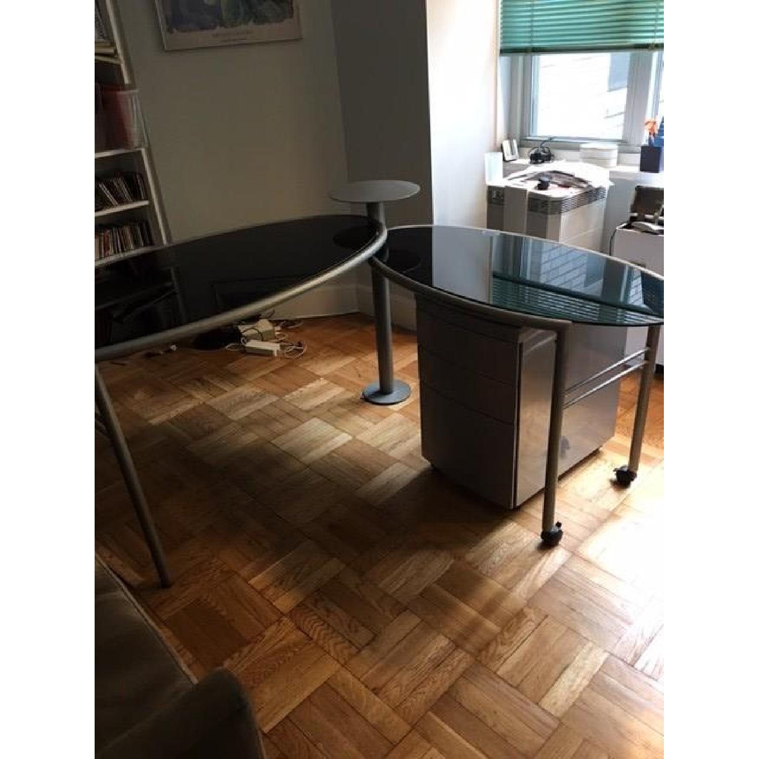 Elite Modern Glass Desk + File Cabinet - image-5