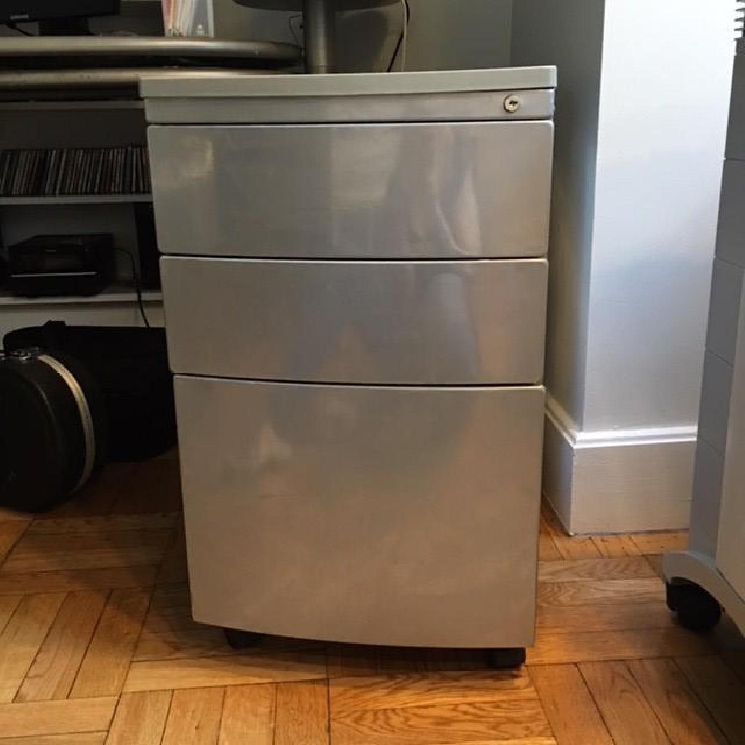 Elite Modern Glass Desk + File Cabinet - image-8