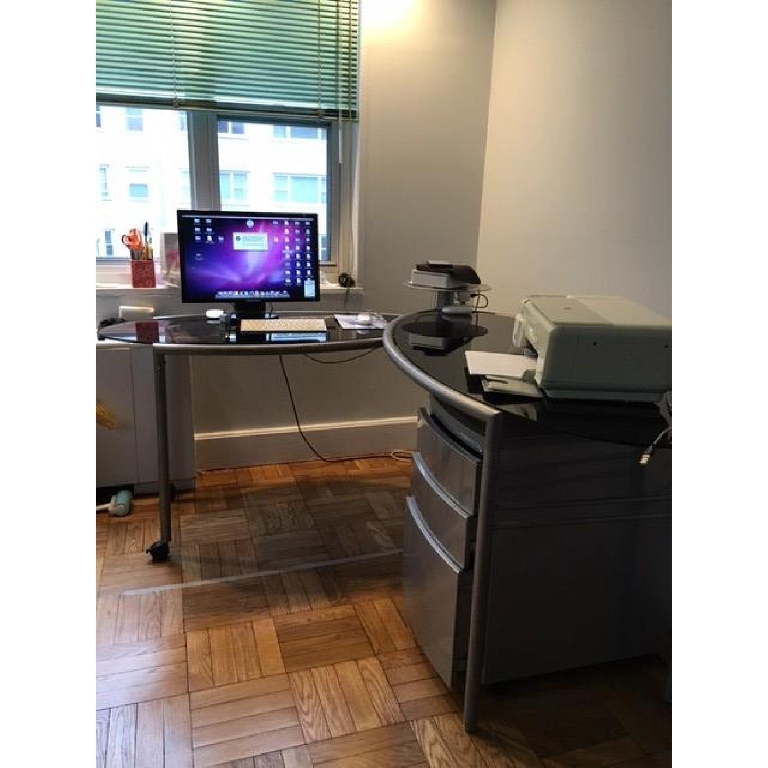 Elite Modern Glass Desk + File Cabinet - image-12