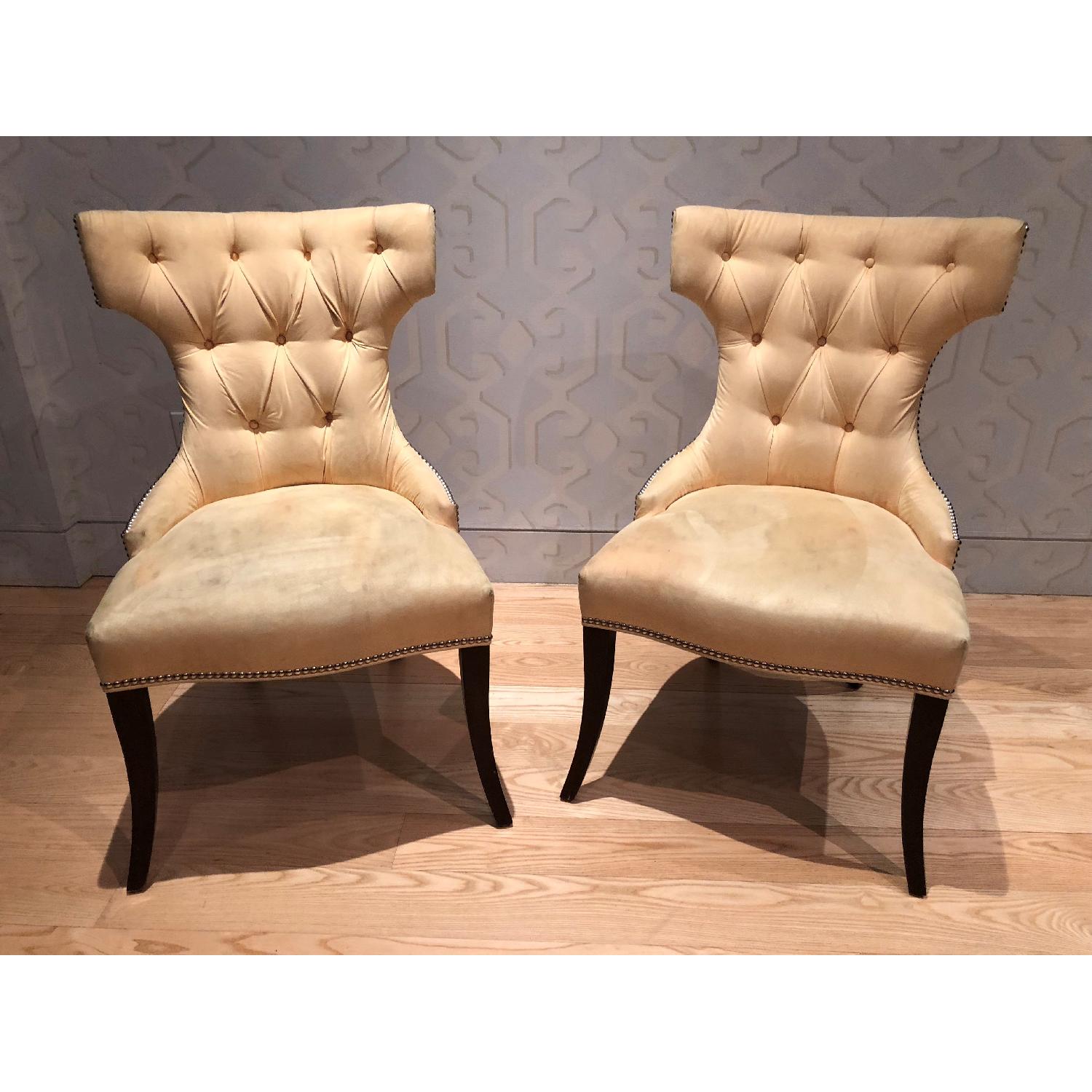 Custom Tufted Dining Chairs w/ Nailhead Trim AptDeco