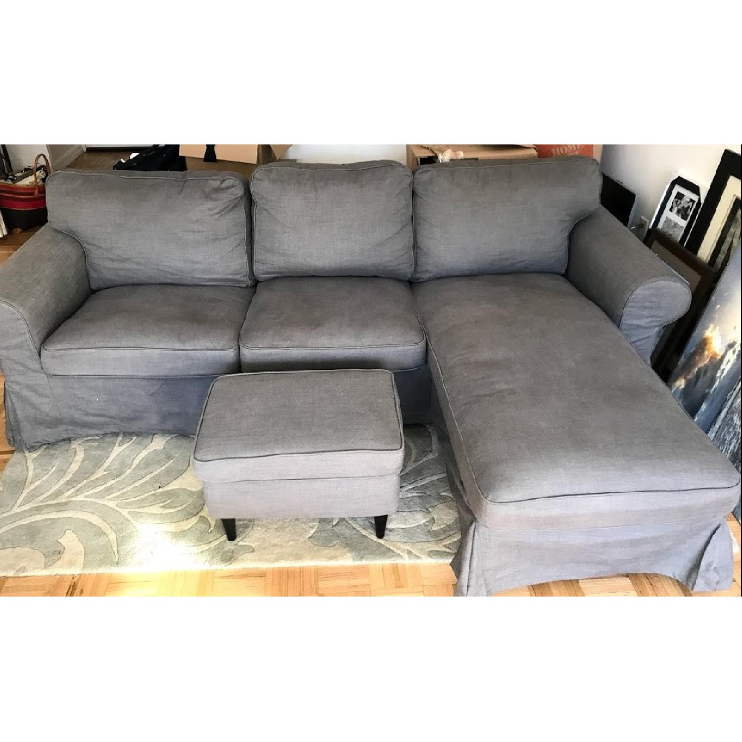 Ikea Ektorp Sectional Sofa w/ Chaise & Ottoman AptDeco