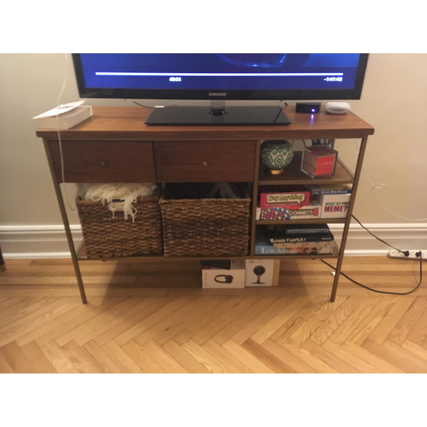 West Elm Nook Console in Walnut/Antique Brass - image-1