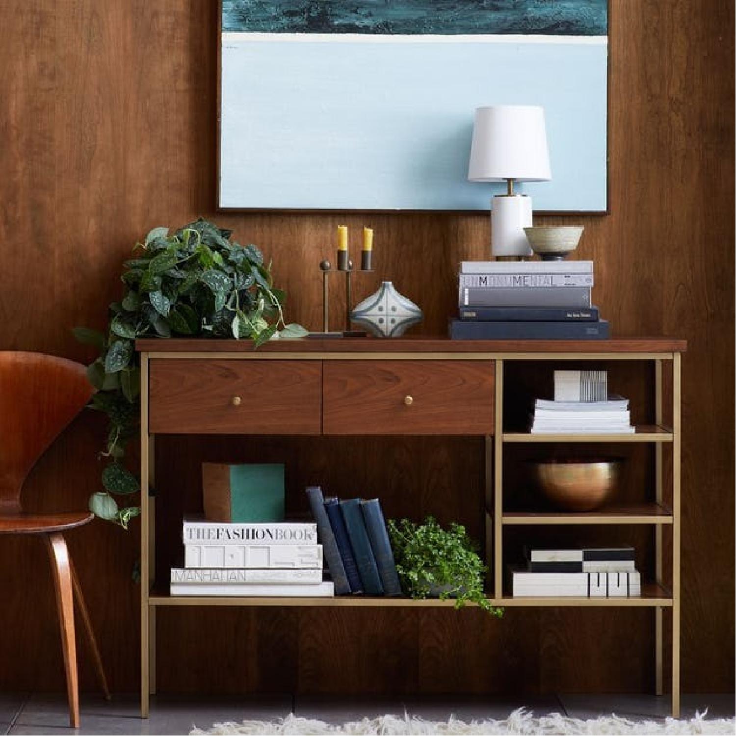West Elm Nook Console in Walnut/Antique Brass - image-6