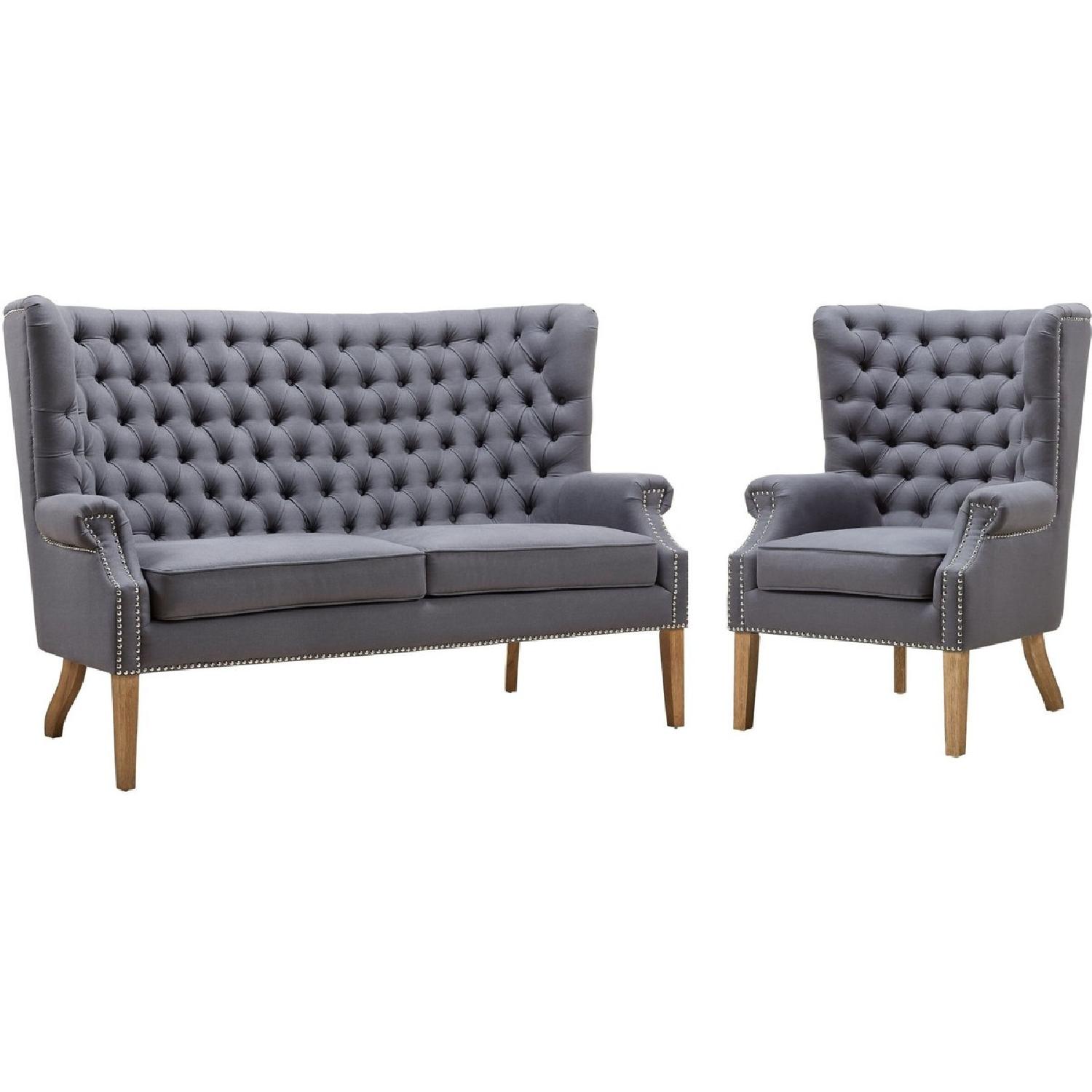 TOV Furniture Abe Grey Linen Loveseat - image-1