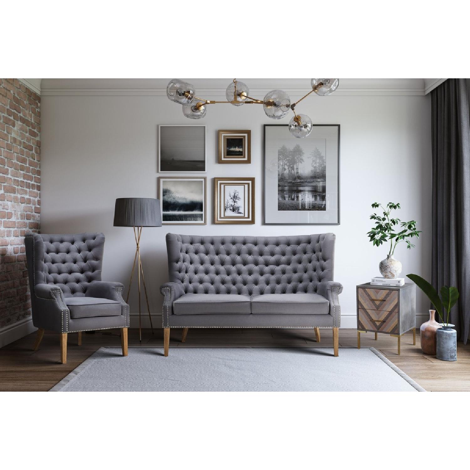 TOV Furniture Abe Grey Linen Loveseat - image-3